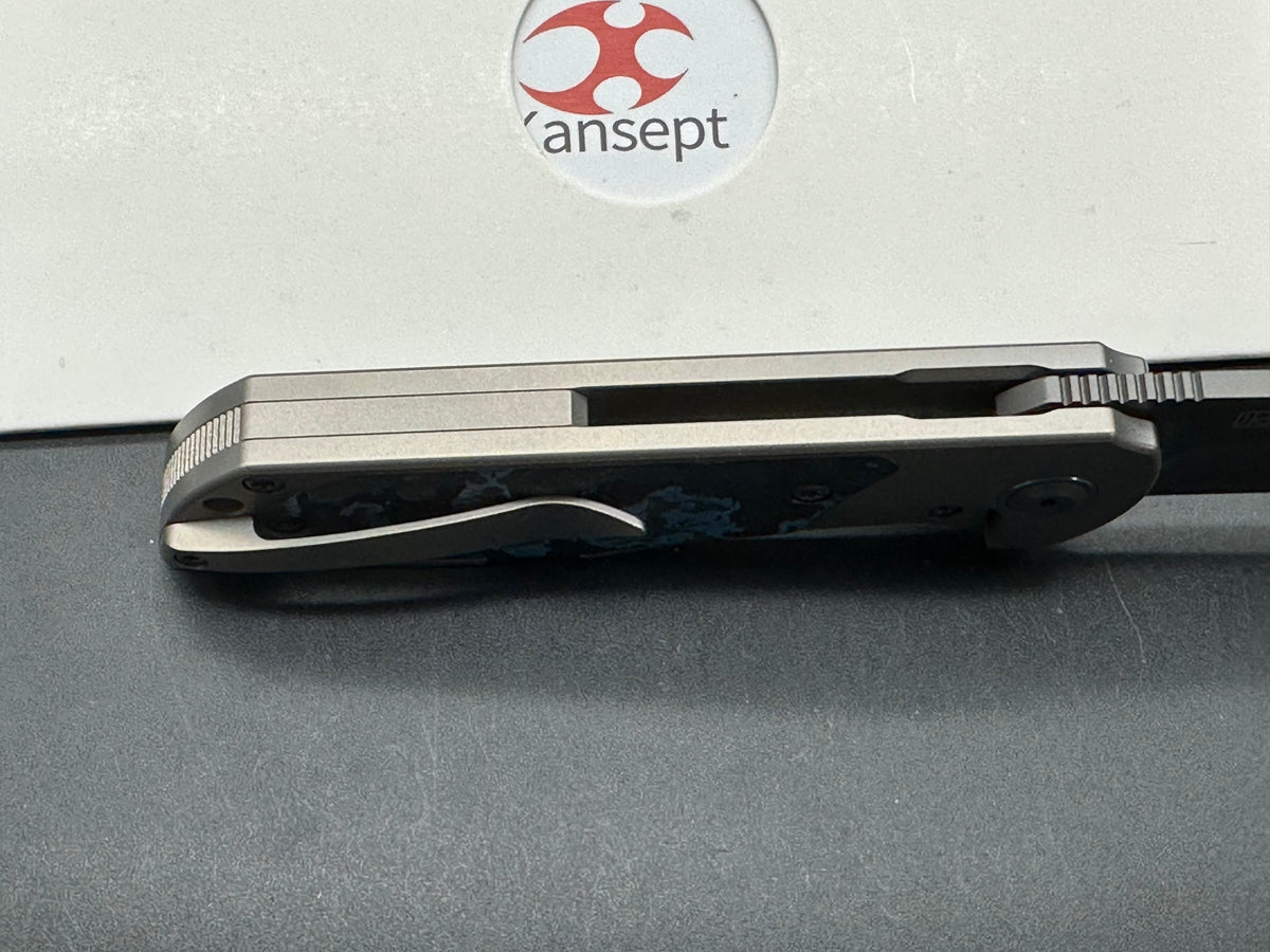 KANSEPT PTARMIGAN BEAD BLAST TITANIUM/ARCTIC STORM FATCARBON HANDLE 3.12" GRAY TICN COATED S35VN DROP POINT