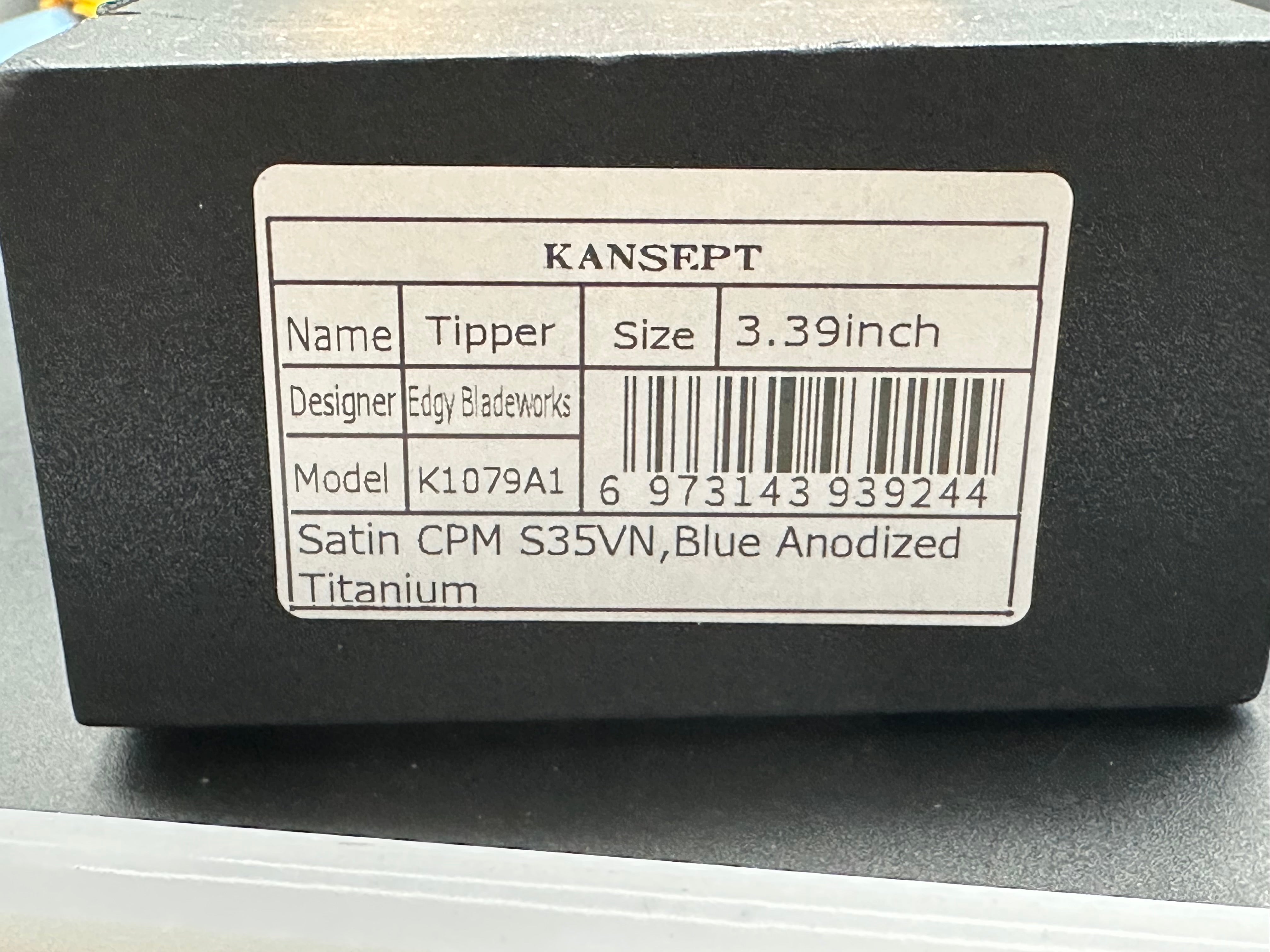 KANSEPT TIPPER FOLDING KNIFE BLUE TITANIUM HANDLE S35VN WHARNCLIFFE PLAIN EDGE