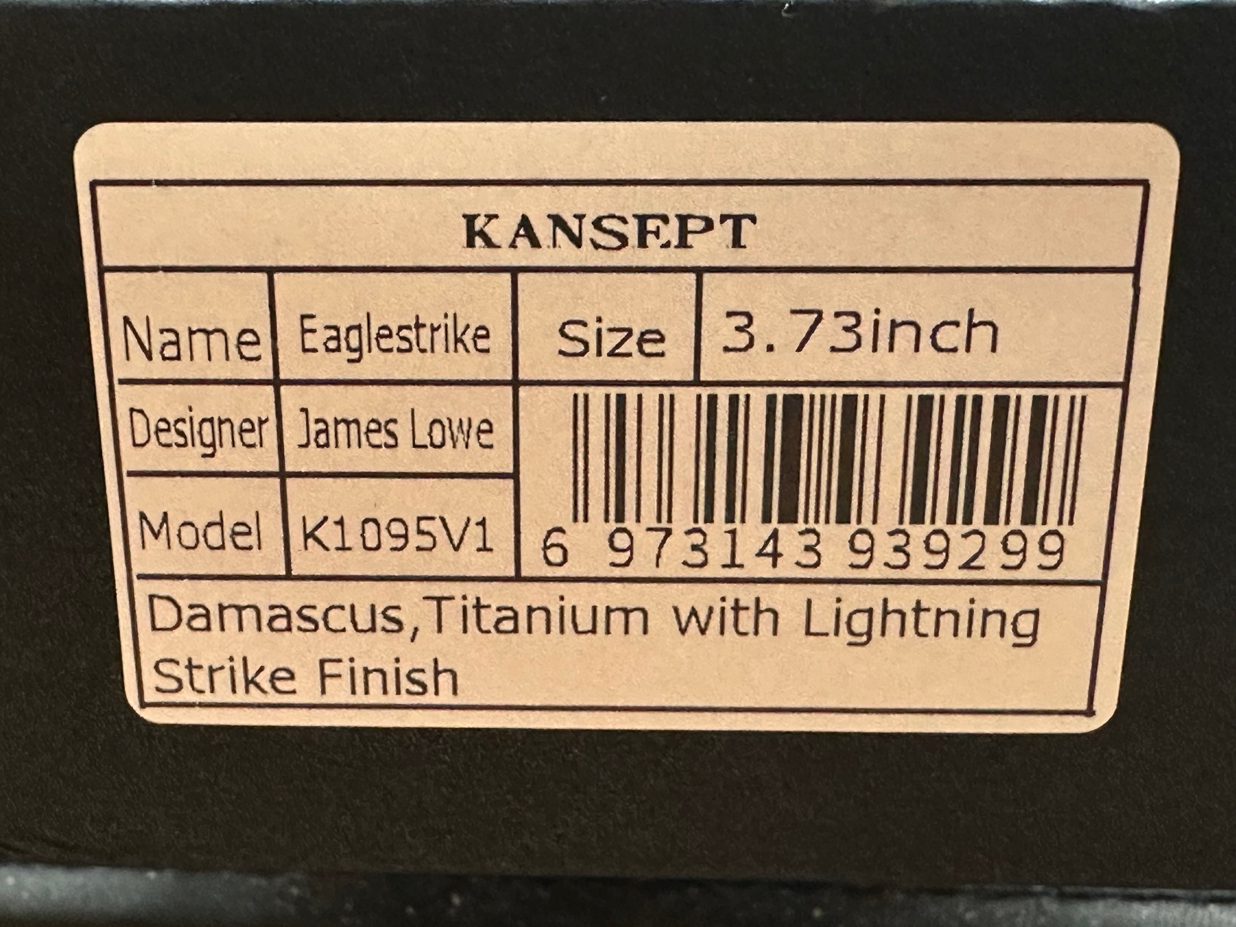 KANSEPT EAGLESTRIKE LIGHTNING STRIKE TITANIUM HANDLE DAMASCUS BLADE
