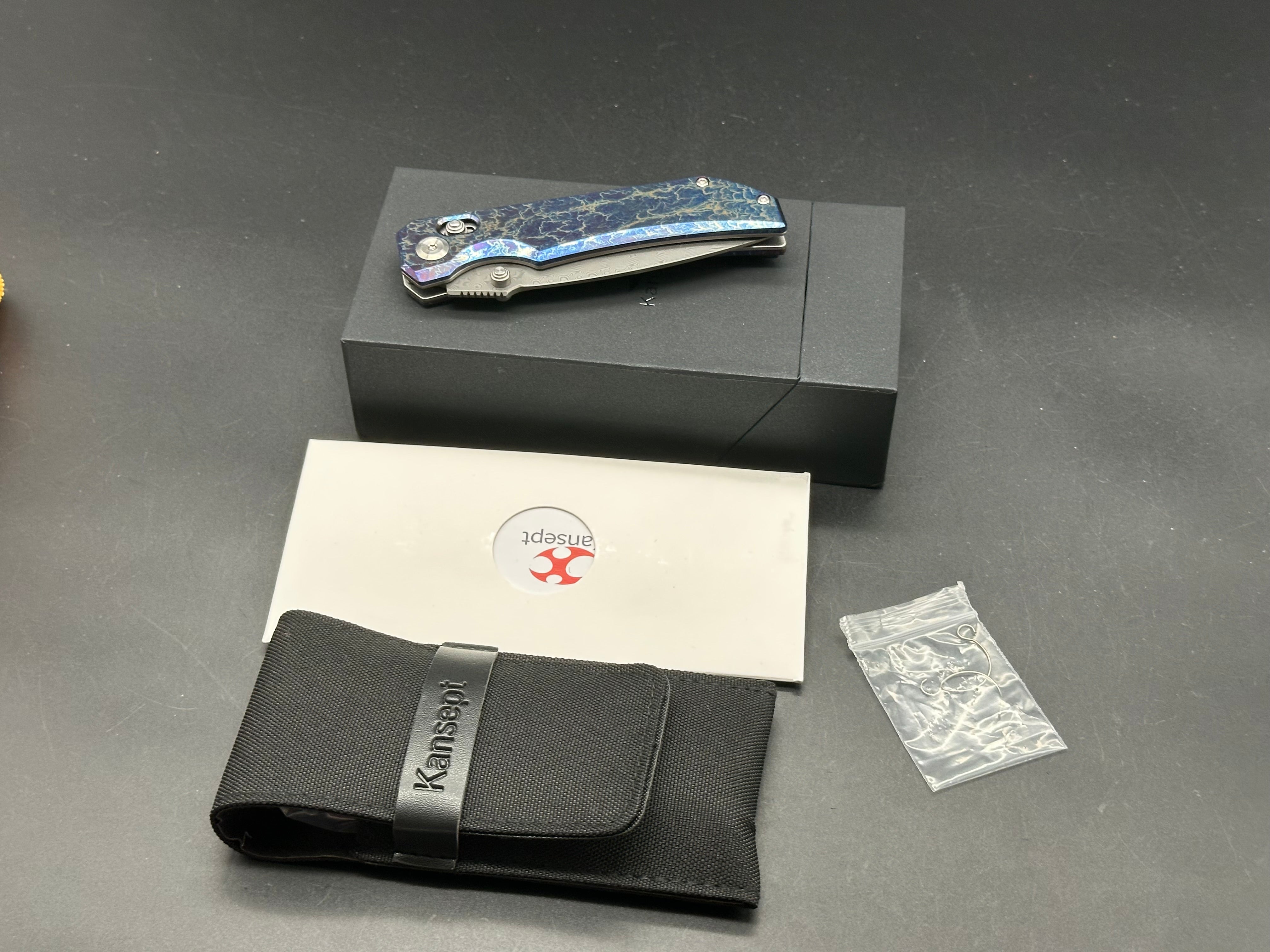 KANSEPT EAGLESTRIKE LIGHTNING STRIKE TITANIUM HANDLE DAMASCUS BLADE