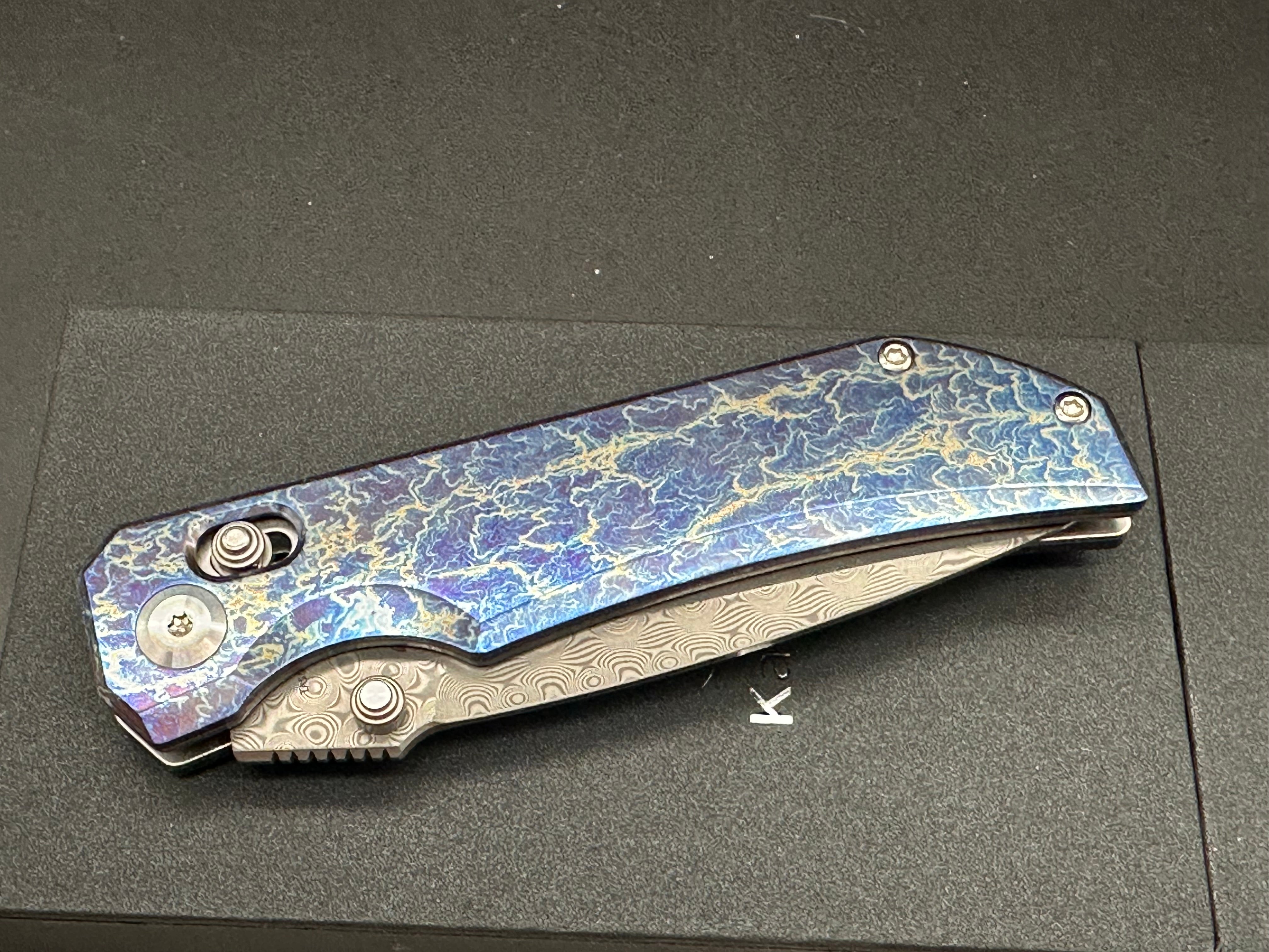 KANSEPT EAGLESTRIKE LIGHTNING STRIKE TITANIUM HANDLE DAMASCUS BLADE
