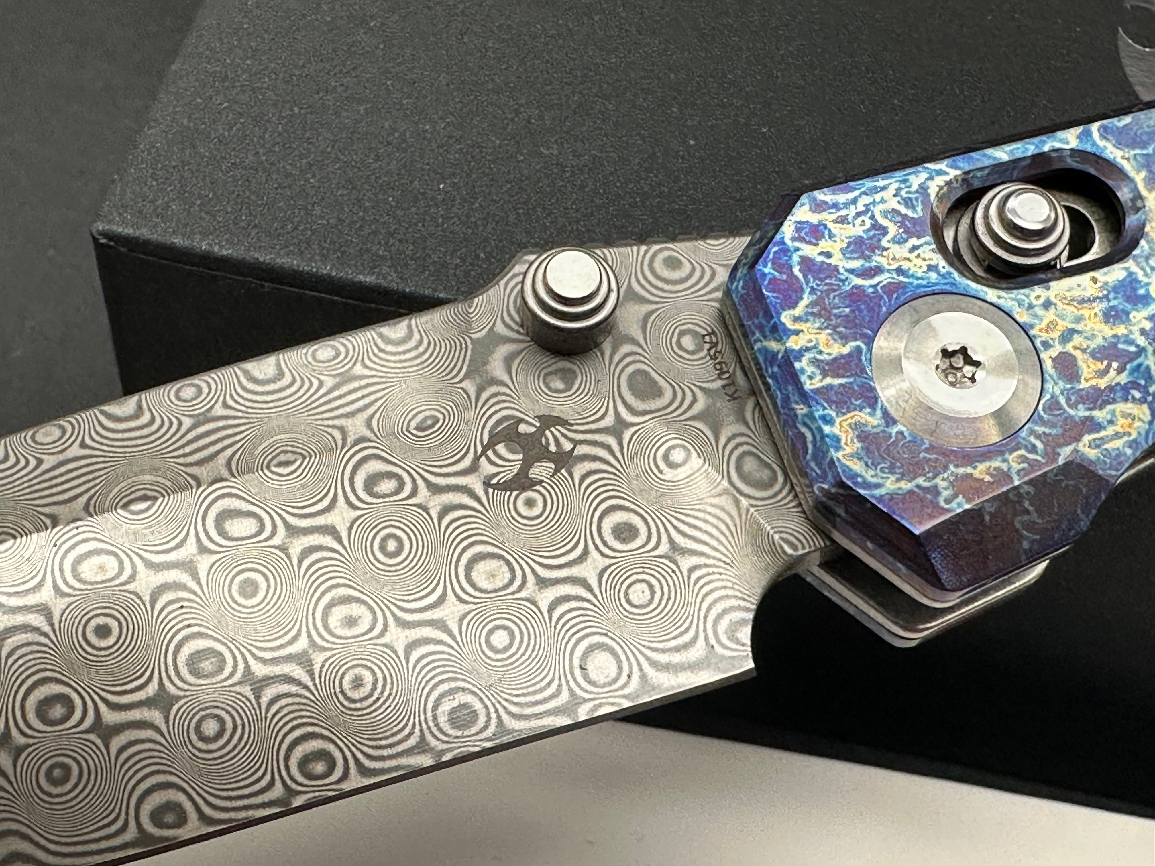 KANSEPT EAGLESTRIKE LIGHTNING STRIKE TITANIUM HANDLE DAMASCUS BLADE