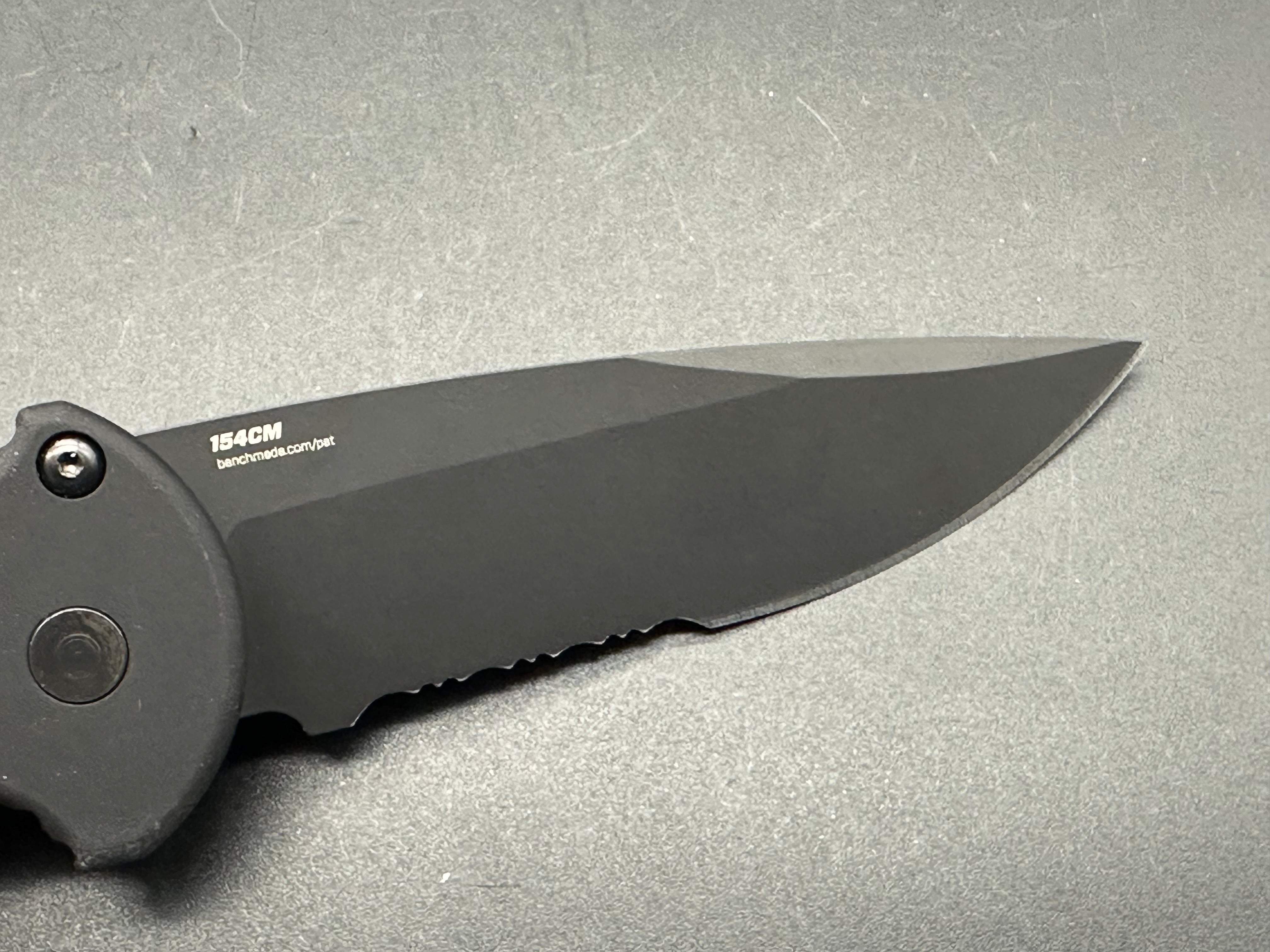 Benchmade 9051 AFO II black aluminum handle w/154CM partially serrated blade