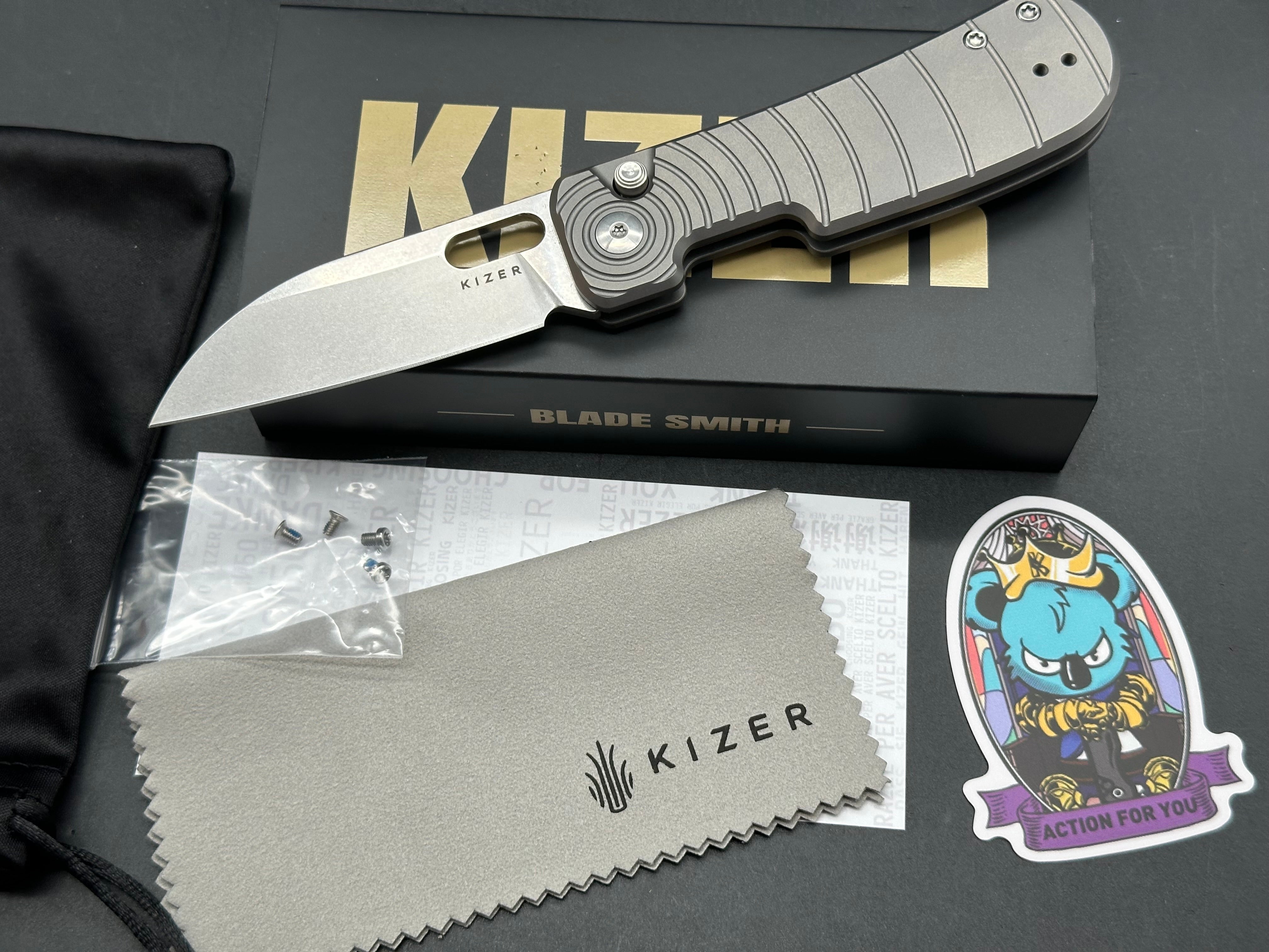 WMK EXCLUSIVE KIZER BANISH XL POCKET KNIFE TOP LINER LOCK TITANIUM HANDLE REX-45 STEEL BLADE