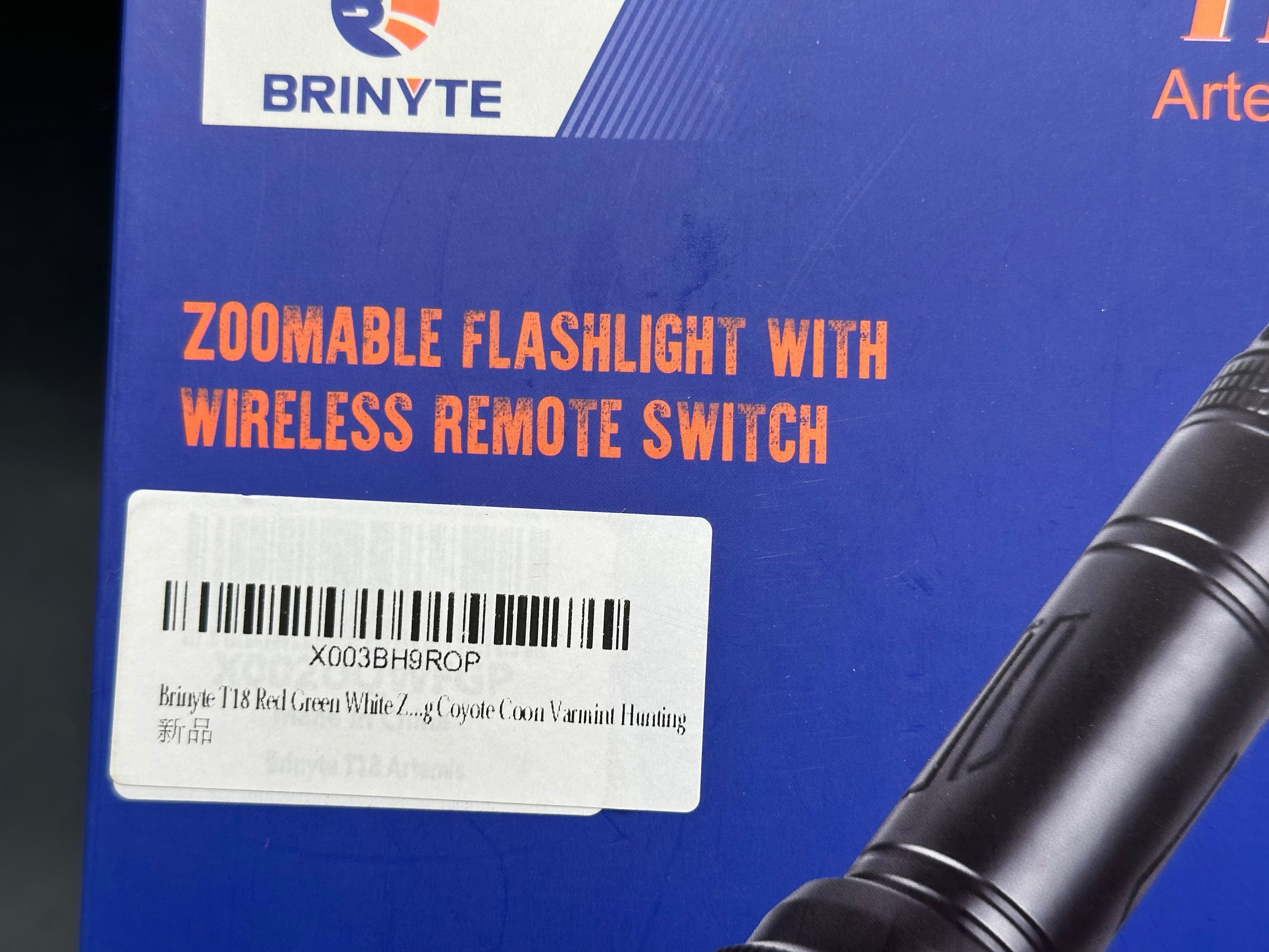 Brinyte T18 Hunting Light (Red Green White) 3-in-1 Zoomable LED Flashlight