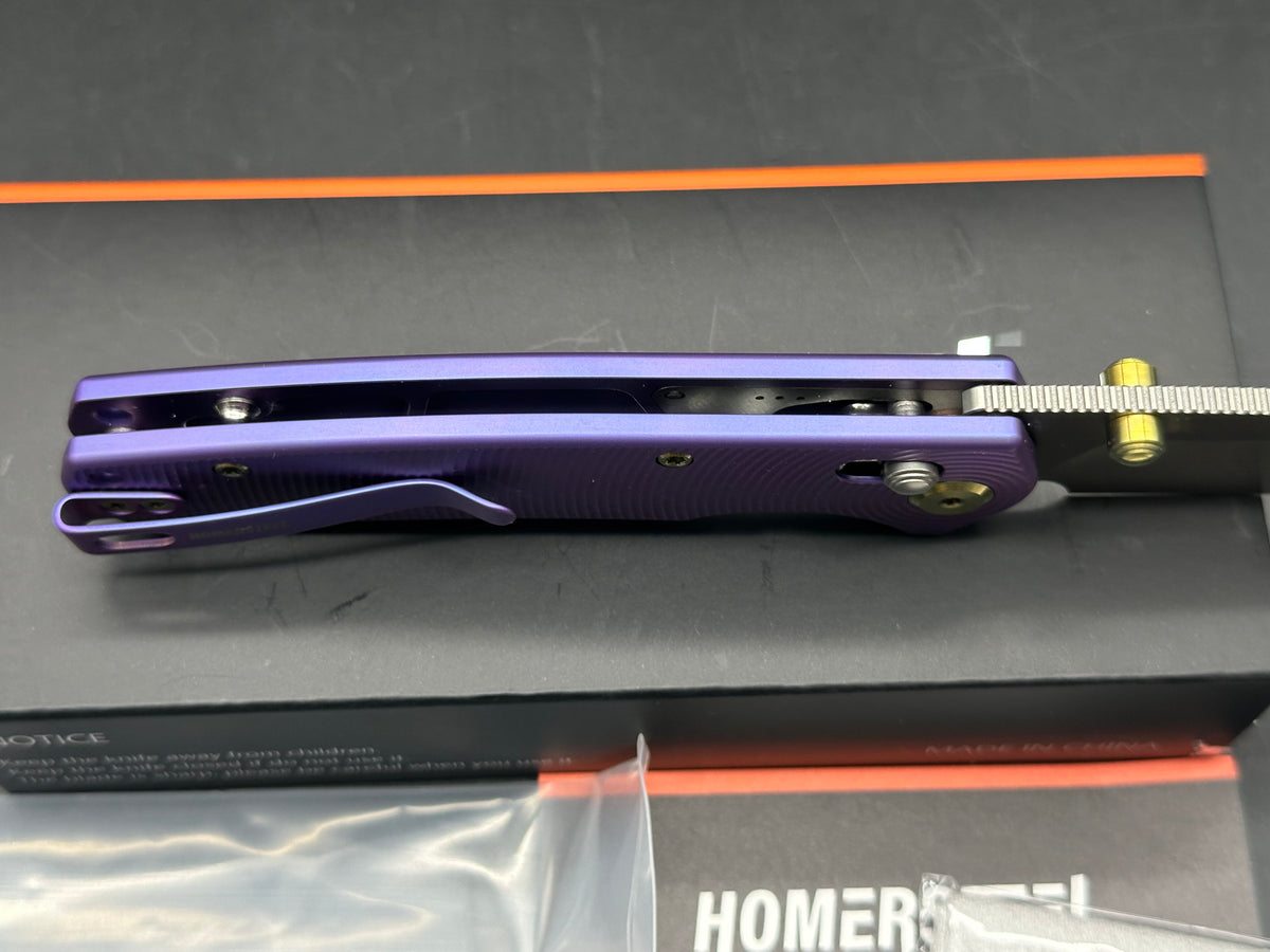 HomerSteel VAREX Crossbar Lock Folding Knife 3.07" 14C28N Satin Drop Point Blade, Titanium Handles