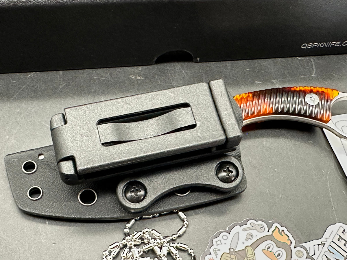QSP BABY VIPER FIXED BLADE KNIFE TORTOISE RESIN HANDLE 2.8" STONEWASH 10CR15MOV CLIP POINT
