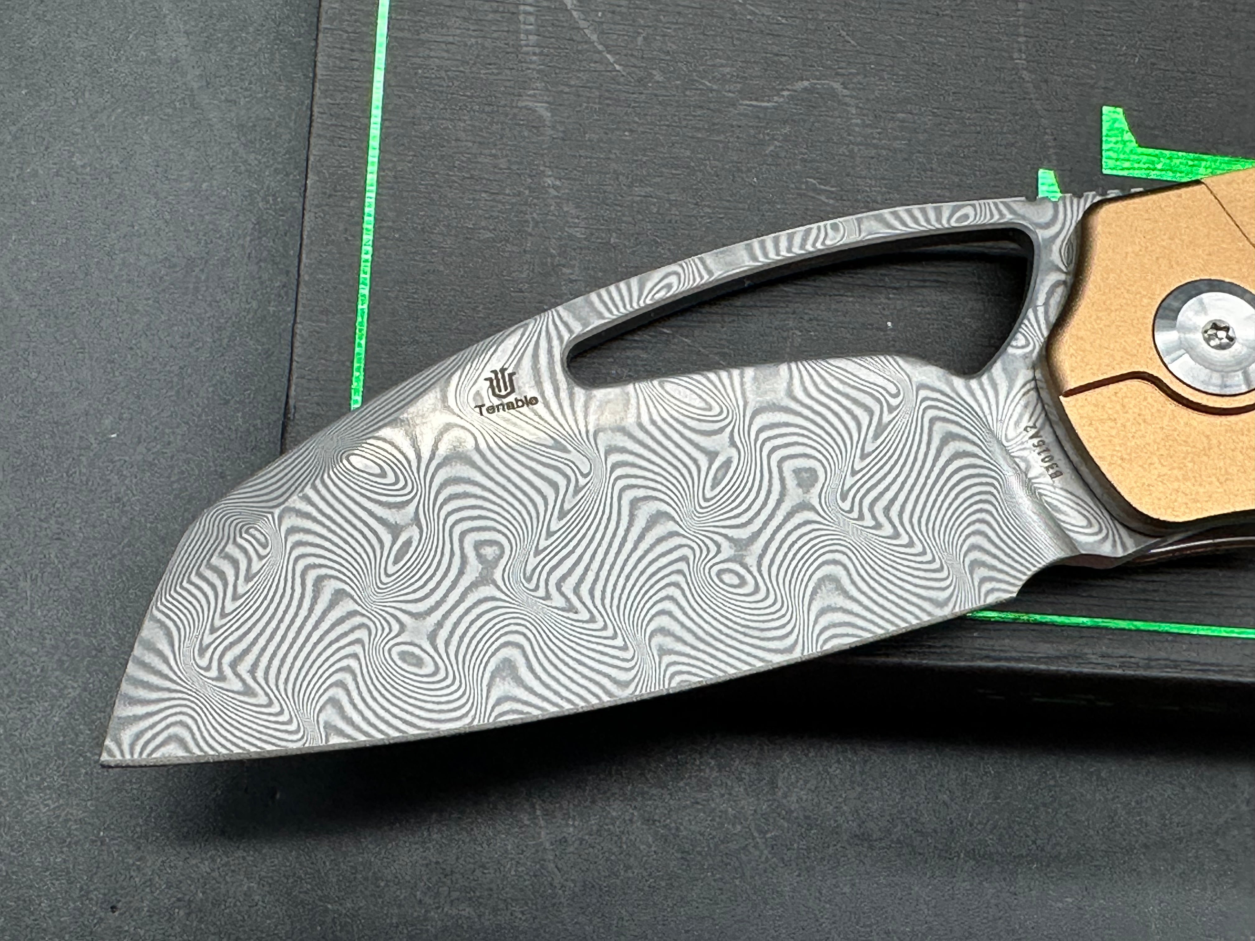 Tenable Goblin L Folding Knife | 3.08" Water Ripple Damascus Blade