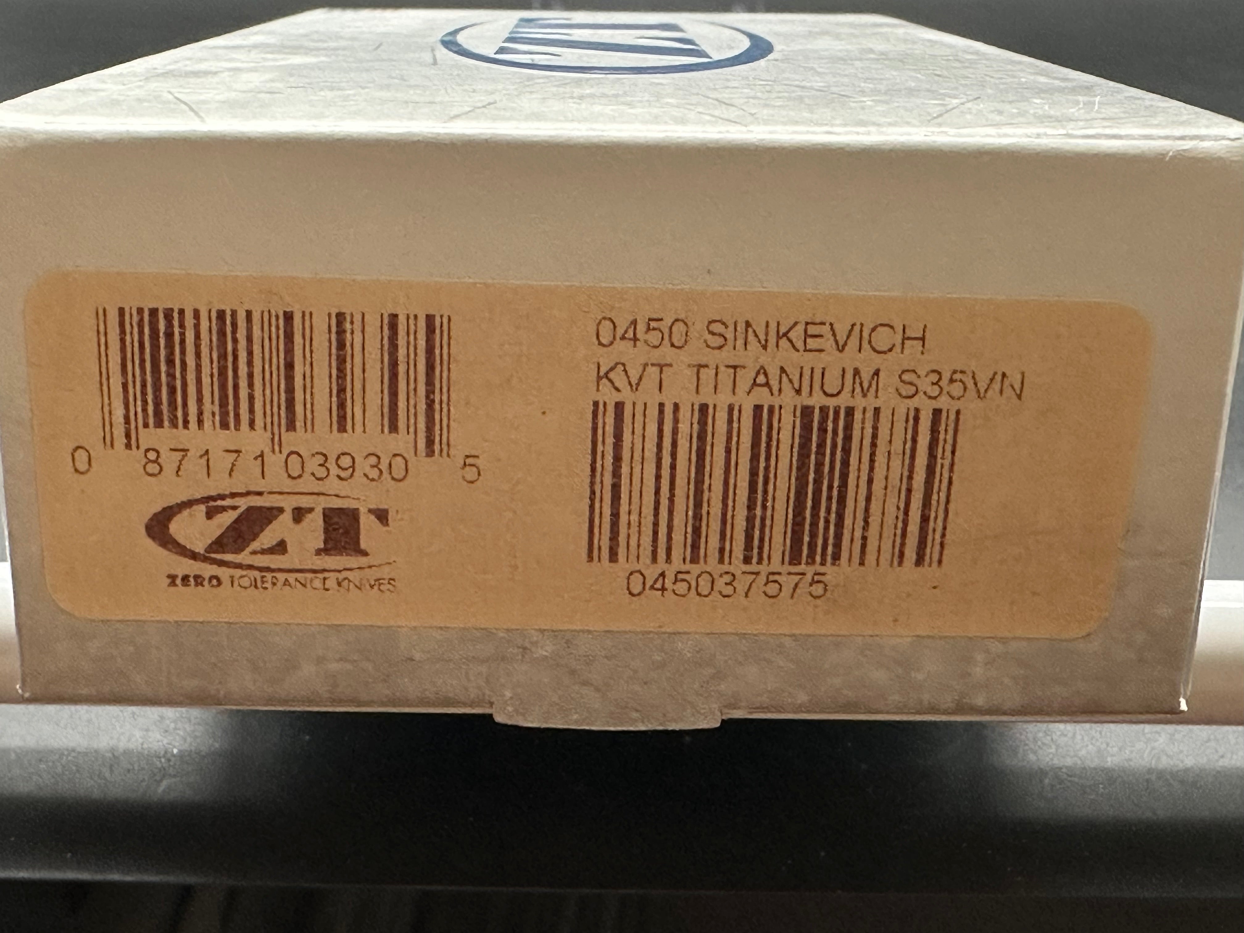 Zero Tolerance Sinkevich 0450 Flipper Titanium Knife (3.25" SW/Satin)