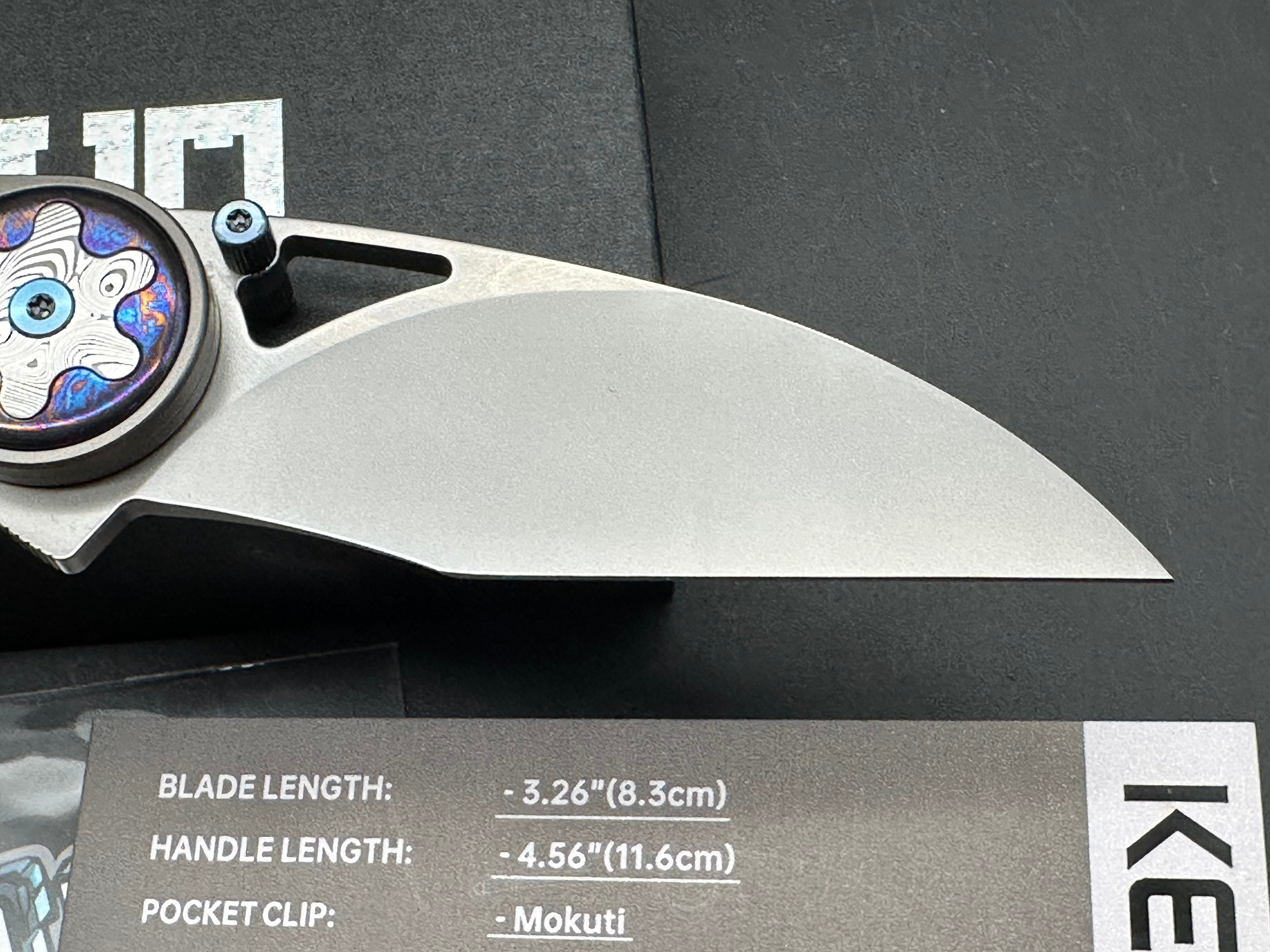 KETUO HAPPY HOUR TITANIUM/TIMASCUS/DAMASTEEL HANDLE M390 PLAIN EDGE