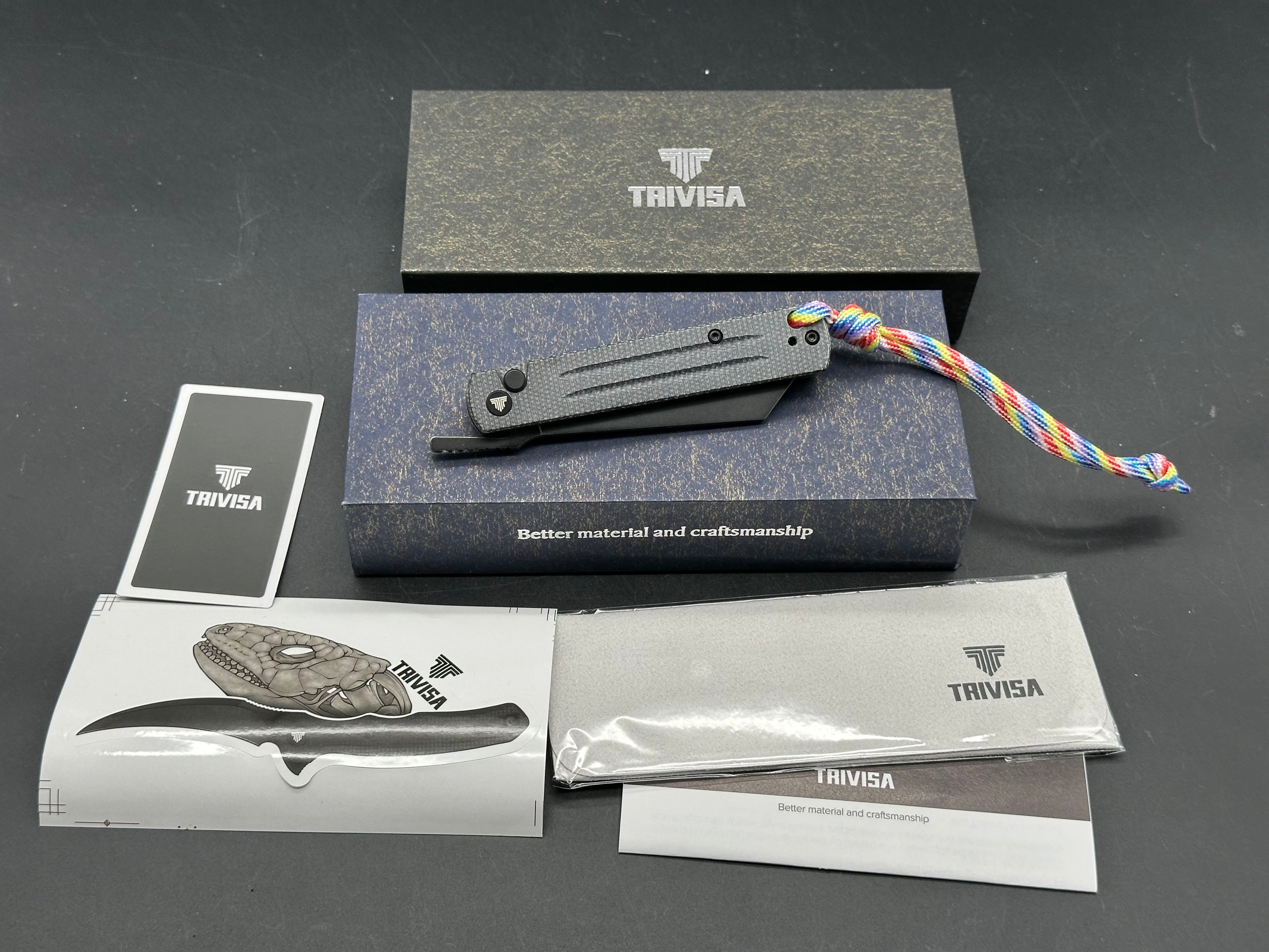 Trivisa Hydra button lock black micarta