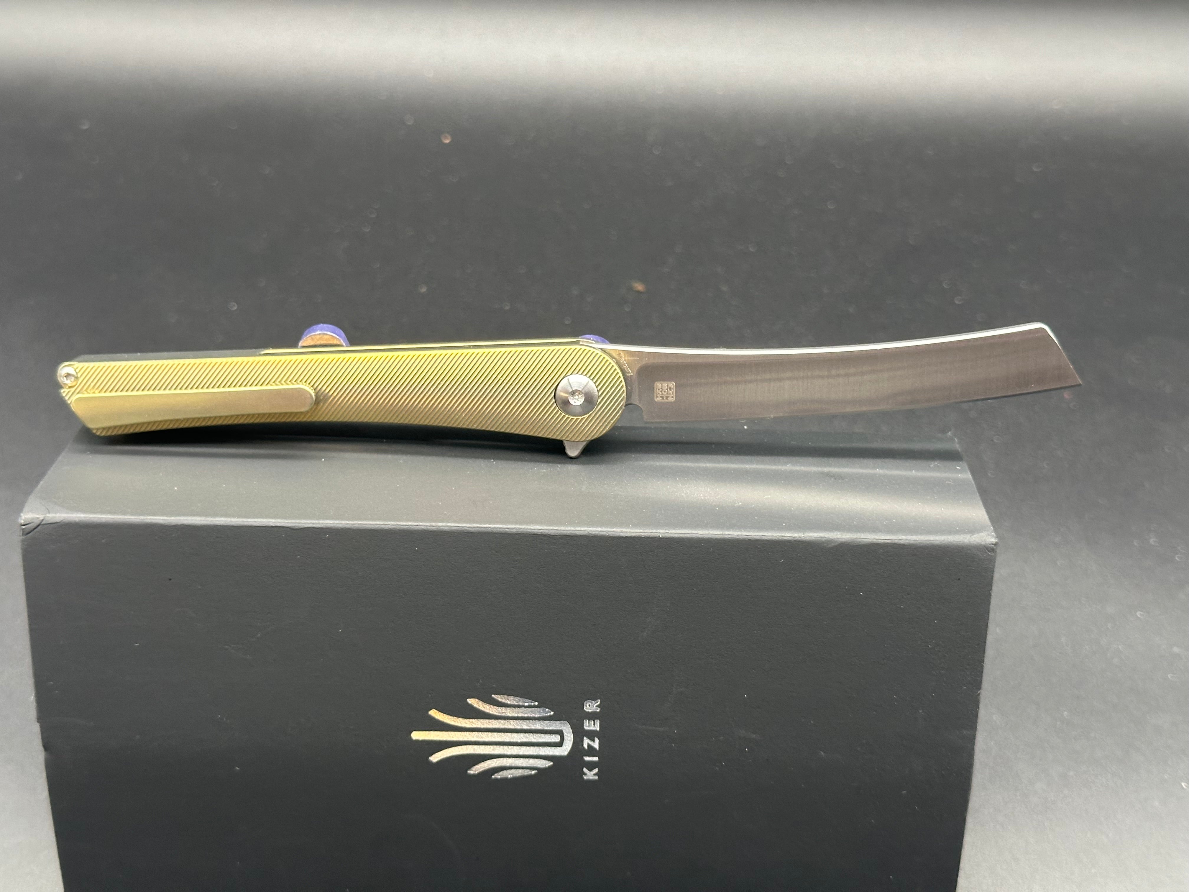 KIZER MERCURY POCKET KNIFE S35VN BLADE GOLD TITANIUM HANDLE KI3645A1