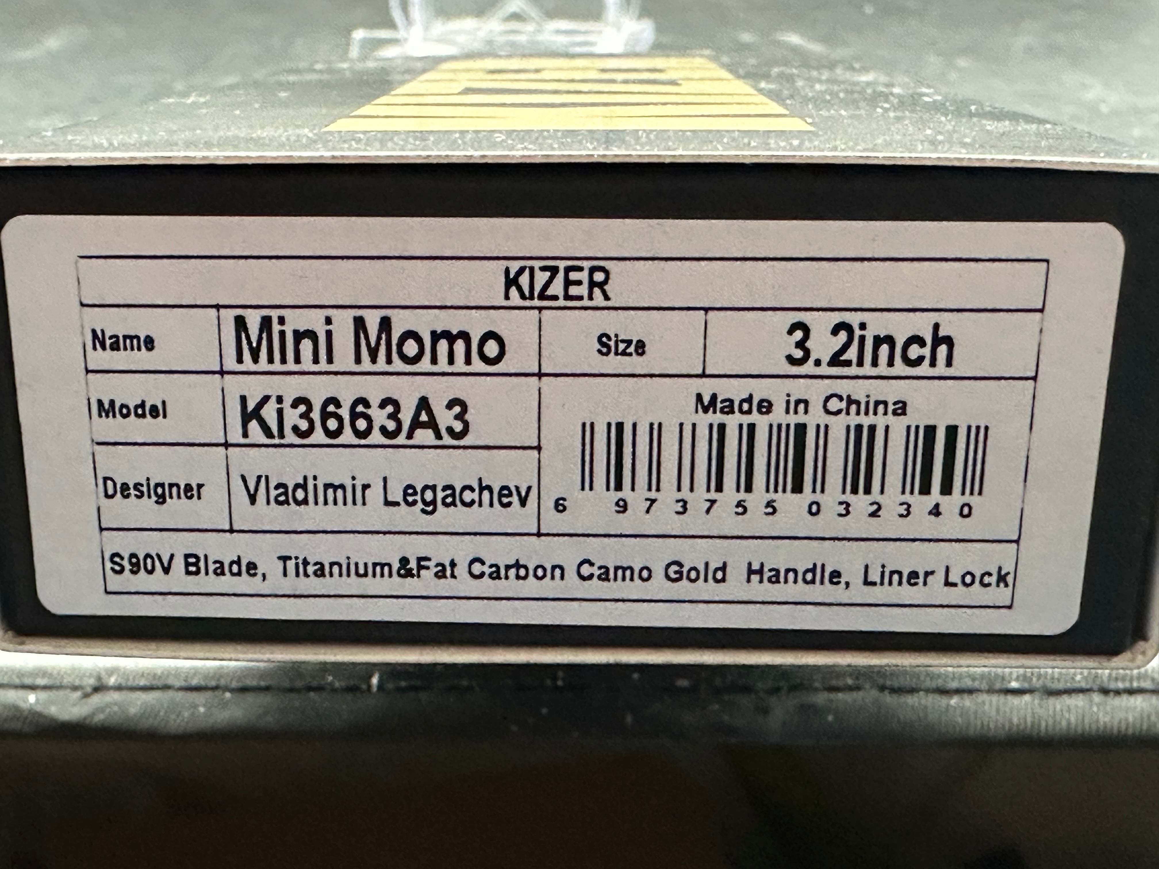 Kizer MINI MOMO | S90V | TITANIUM+FAT CARBON CAMO GOLD