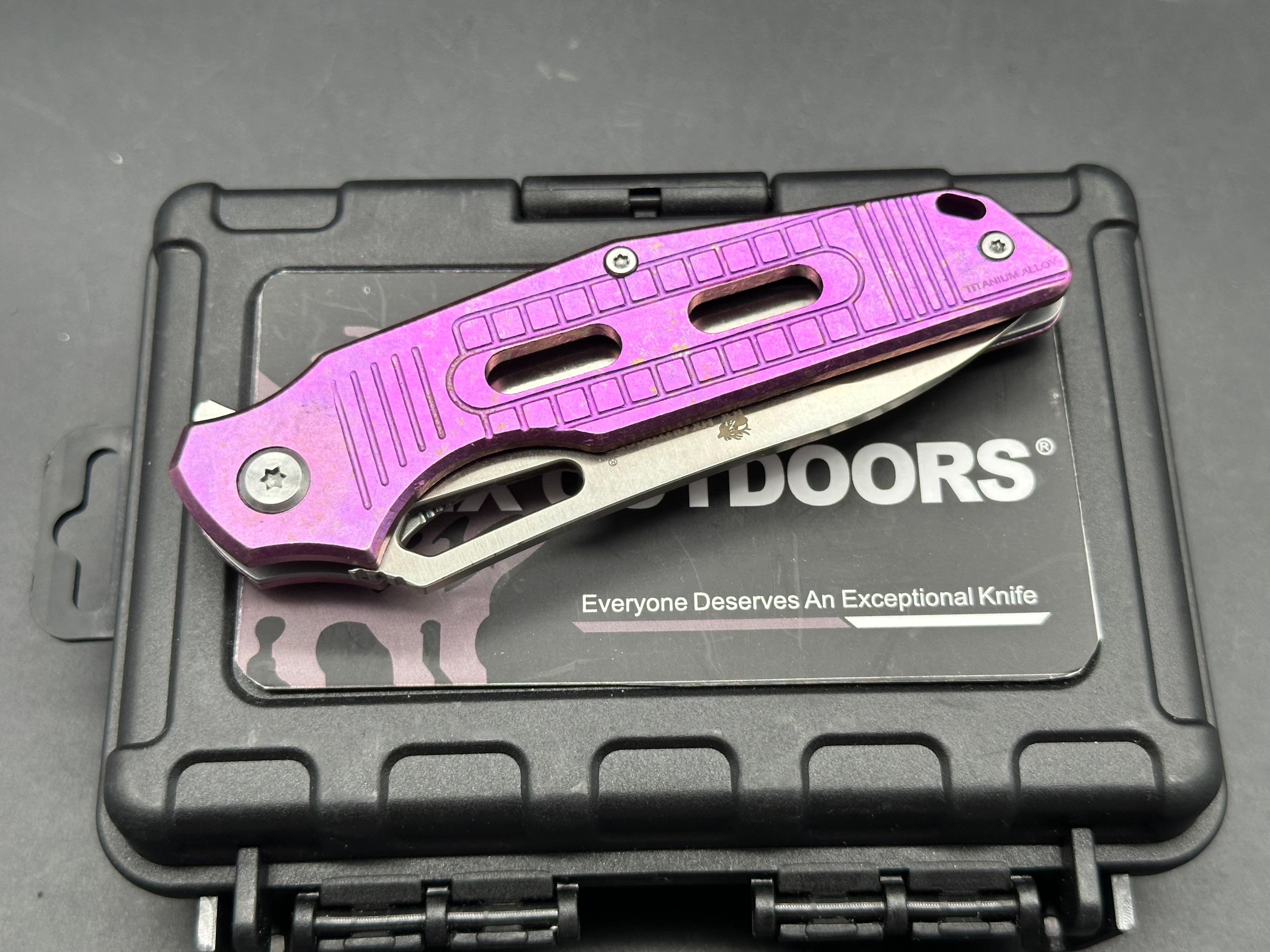 HX Outdoors TD15 T purple titanium handle w/D2 blade