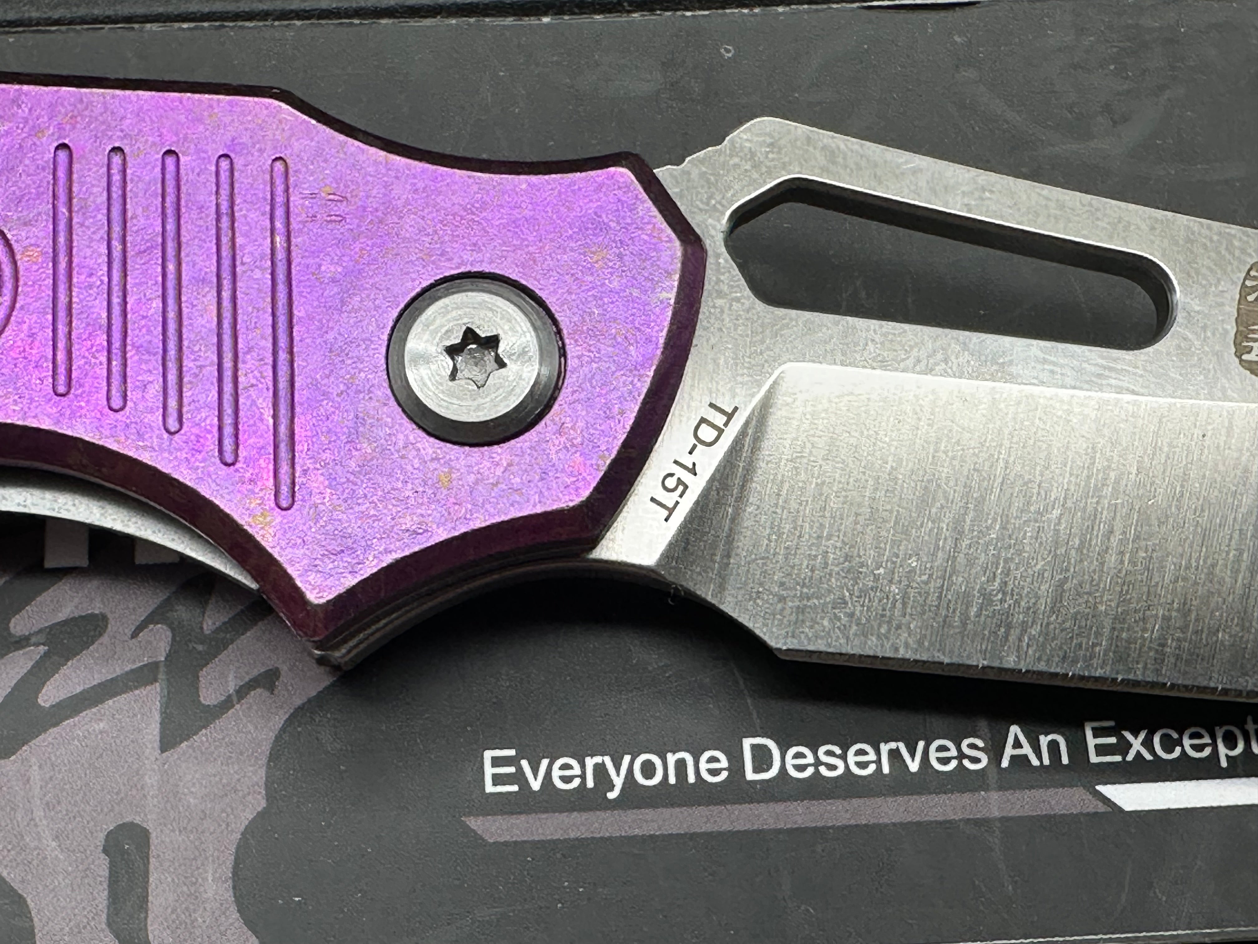 HX Outdoors TD15 T purple titanium handle w/D2 blade