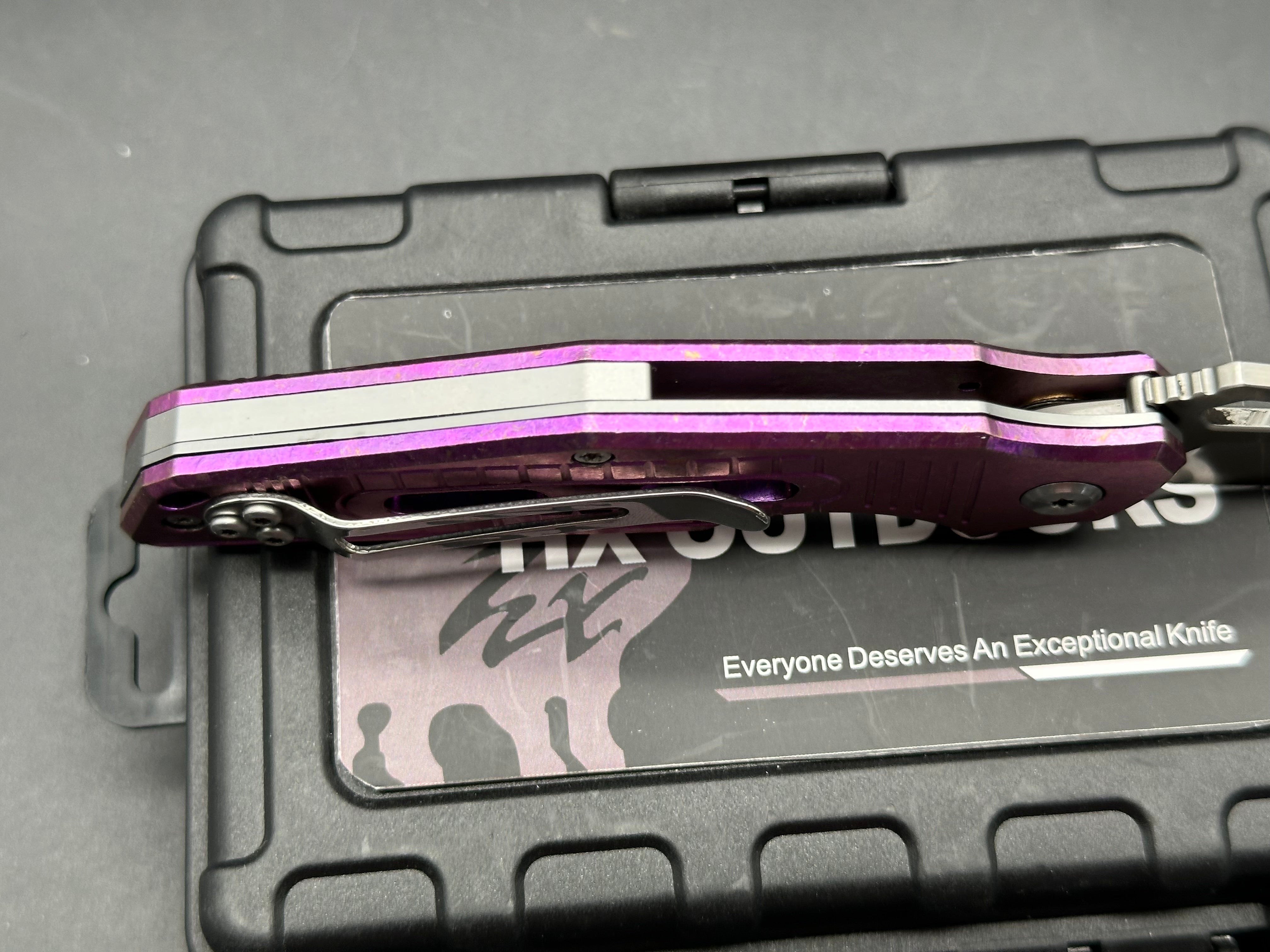 HX Outdoors TD15 T purple titanium handle w/D2 blade