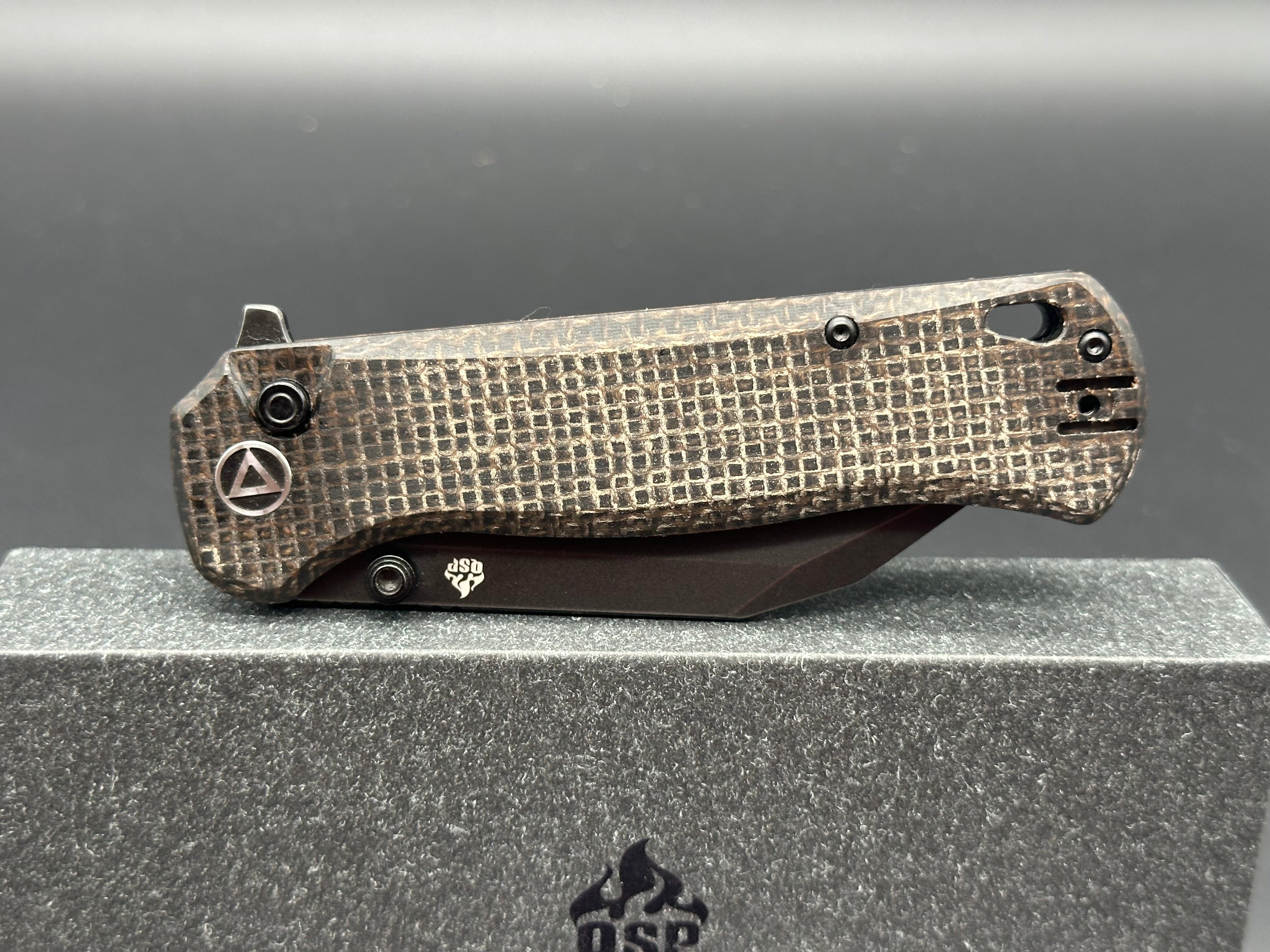 QSP Swordfish Button Lock Knife Brown Micarta (3.625" BW)