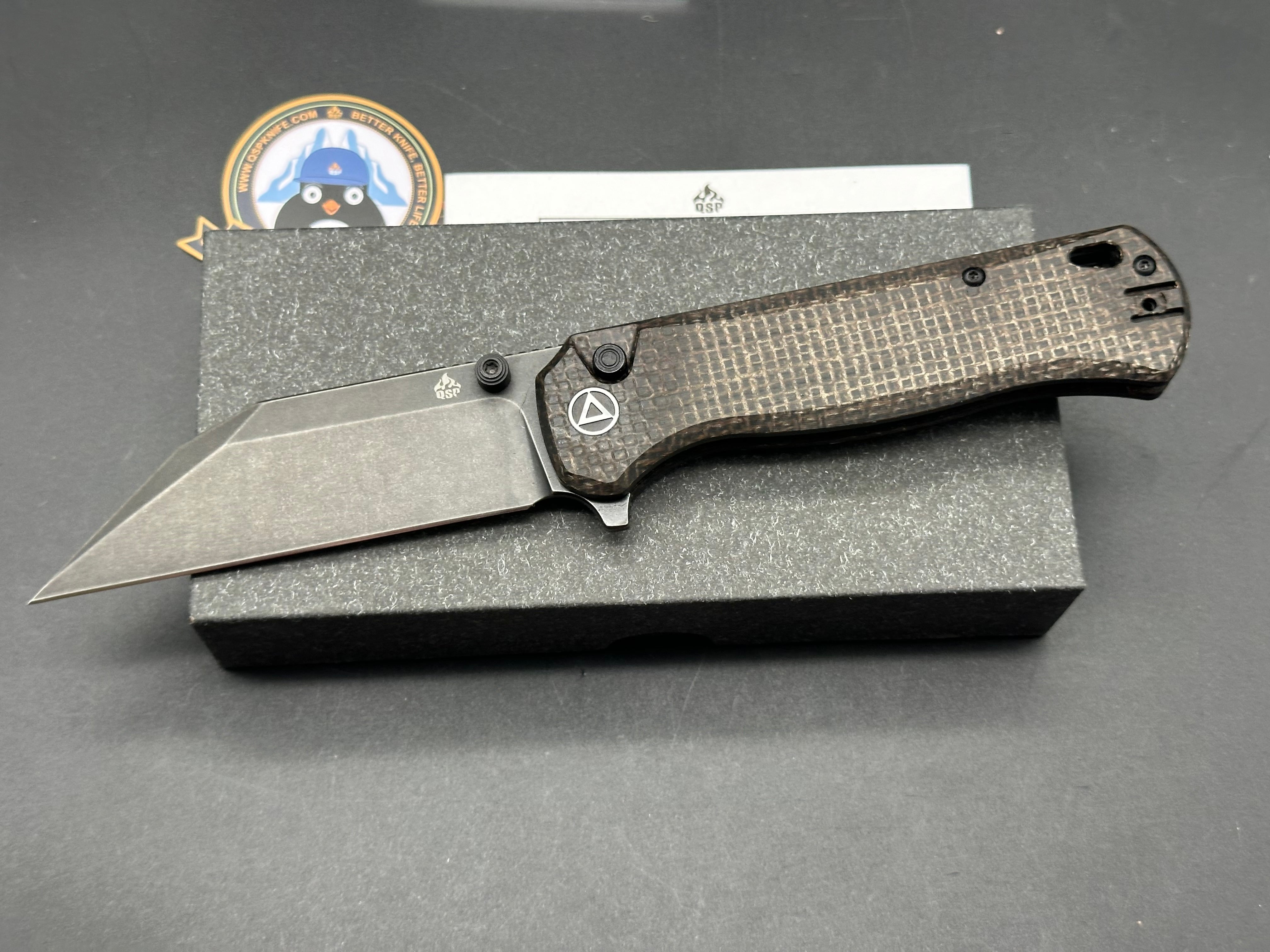 QSP Swordfish Button Lock Knife Brown Micarta (3.625" BW)
