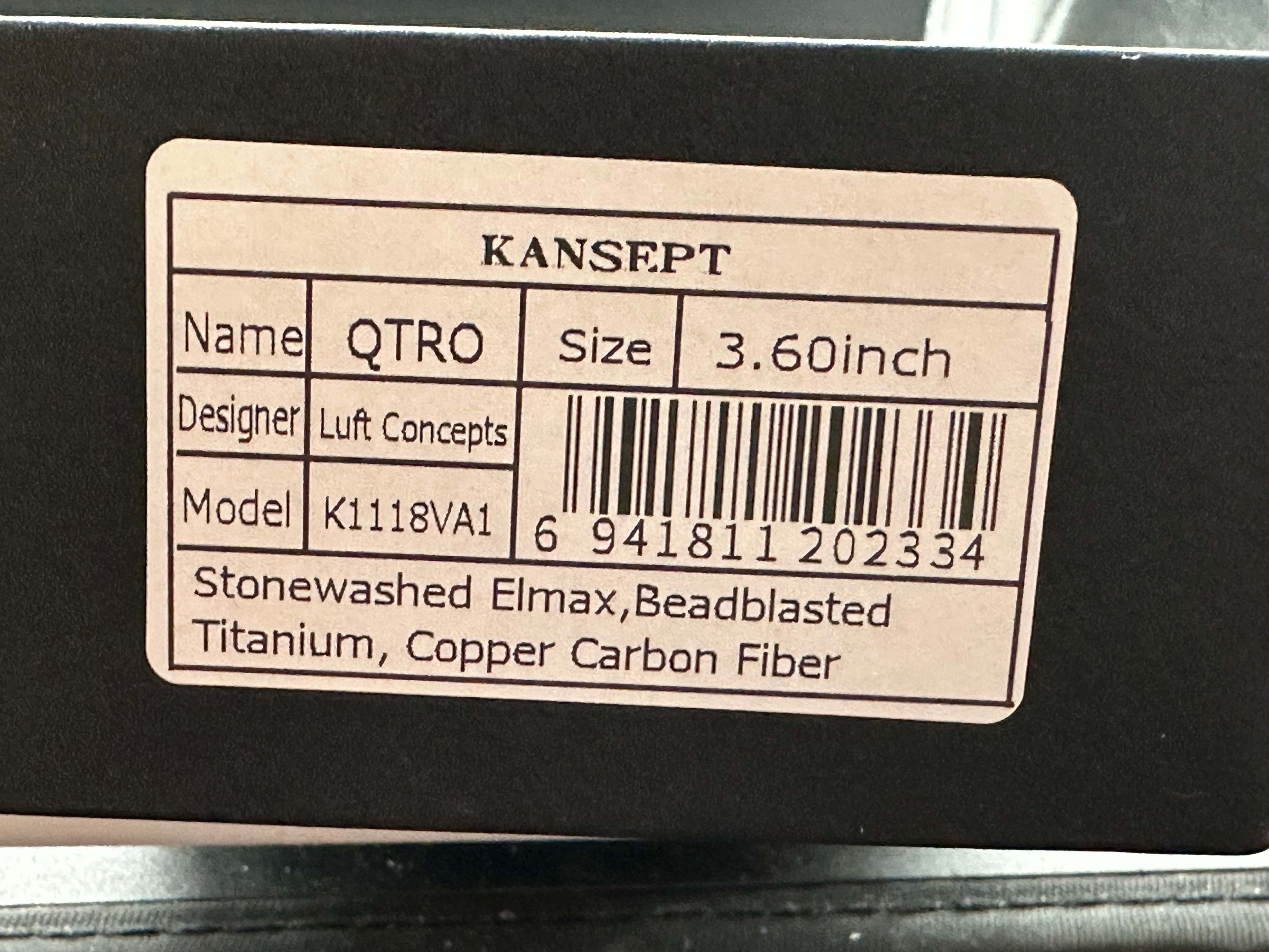 KANSEPT QTRO TITANIUM & COPPER CARBON FIBER HANDLE 3.59'' ELMAX BLADE