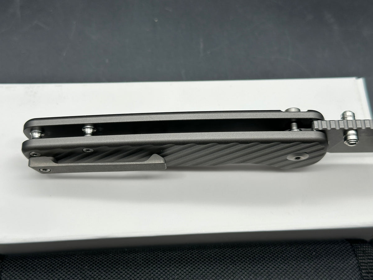 Civivi Iron Tide, 3.24" 14C28N Gray Stonewash Clip Point Blade with Milled Gray Aluminum Scales