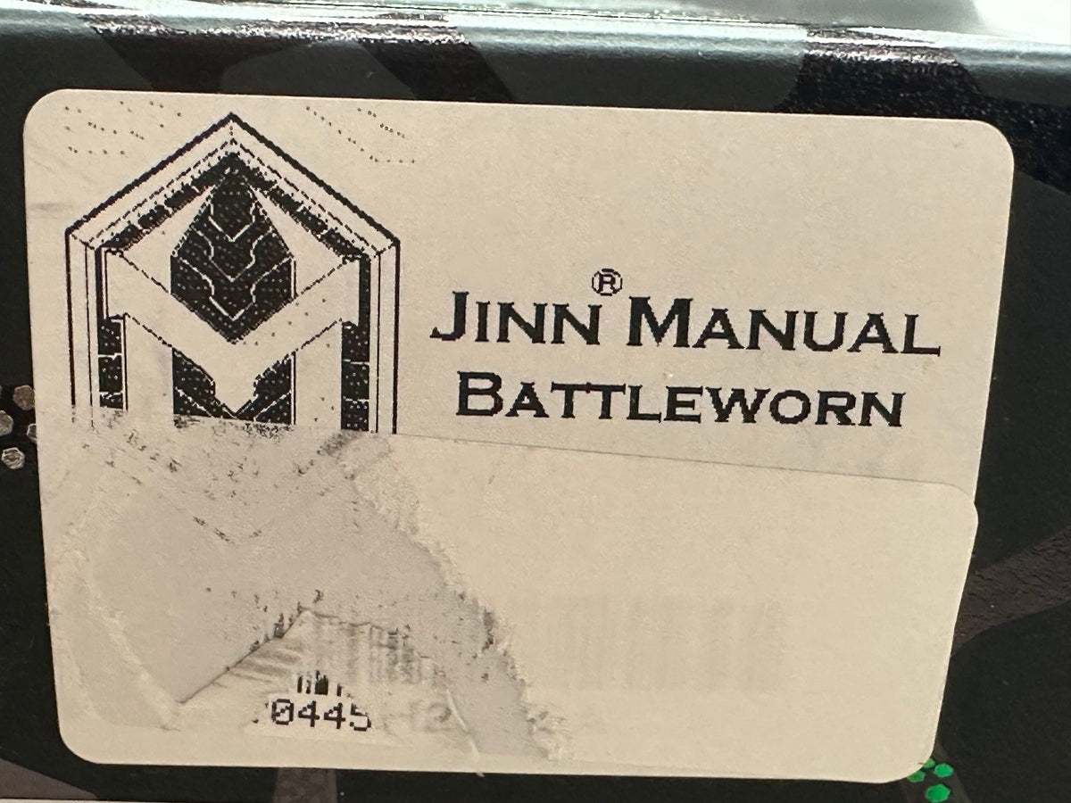 Heretic Jinn-Manual, 3" MagnaCut Battle Worn Sheepsfoot Blade with Black Aluminum Scales