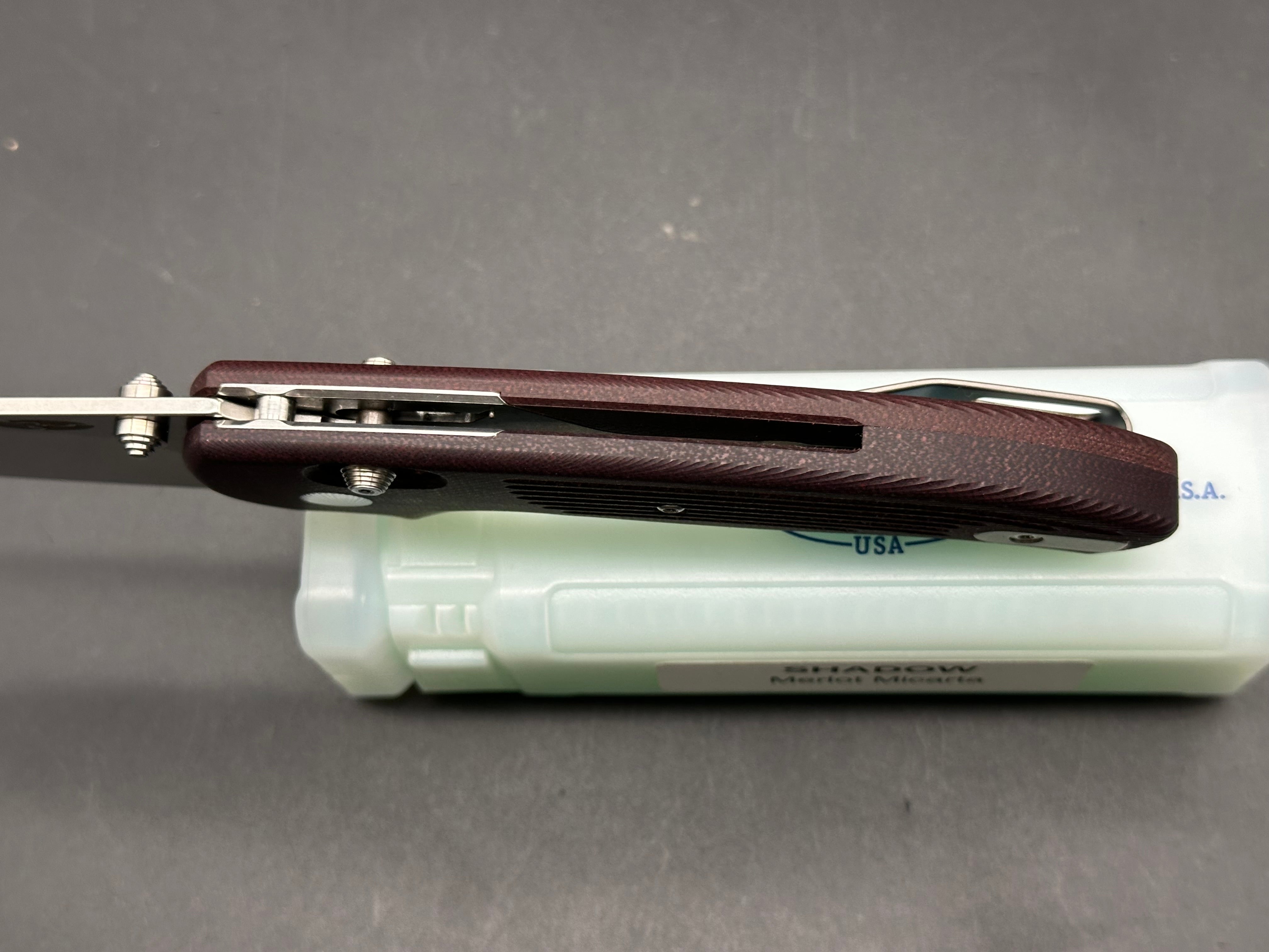 TRM Threen Rivers MFG. Shadow, 3.2" CPM 20CV Stonewash Blade with Merlot Micarta Scales