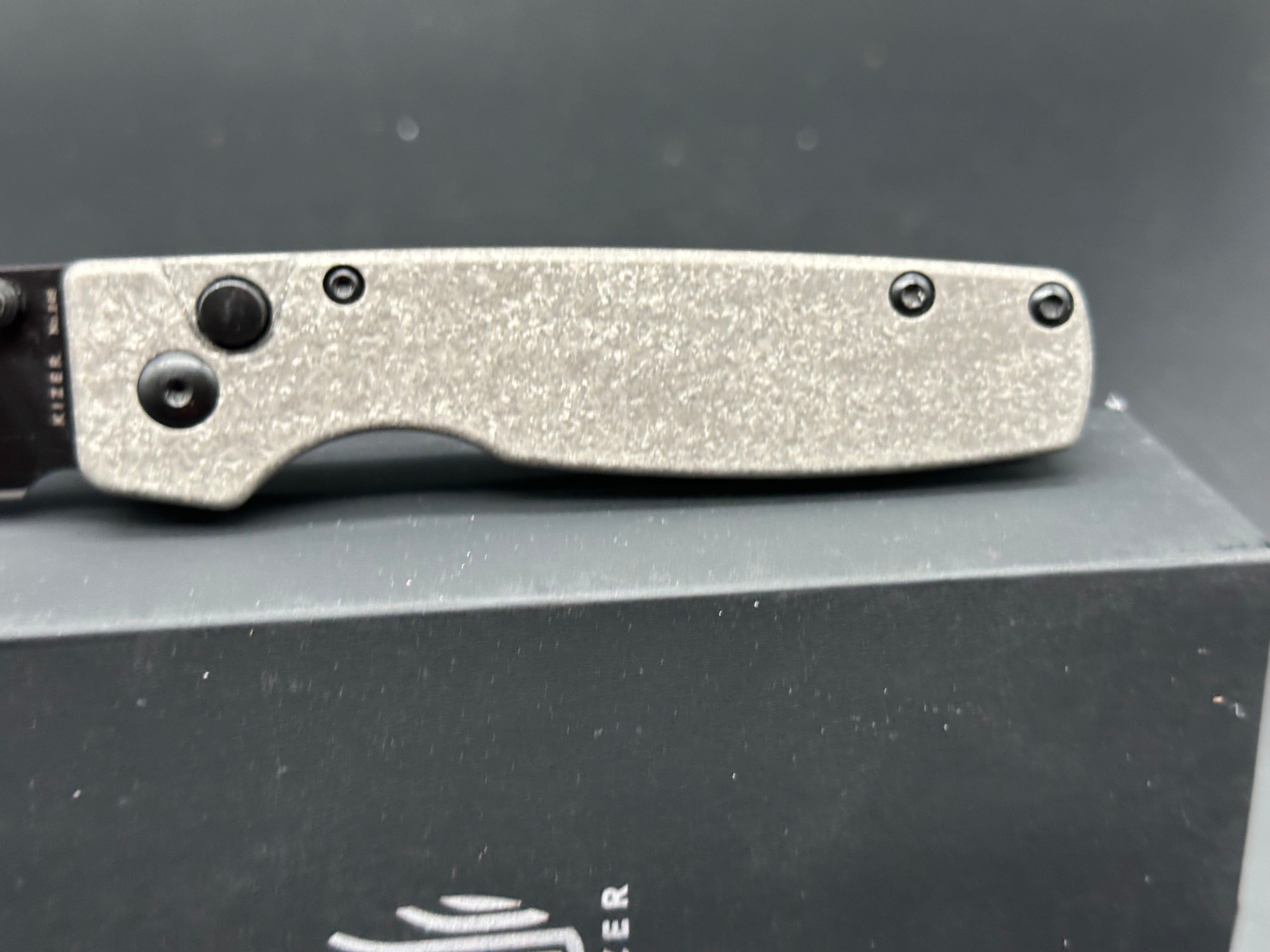 Kizer Vanguard Original XL Button Lock Knife Titanium (3.25" Black)