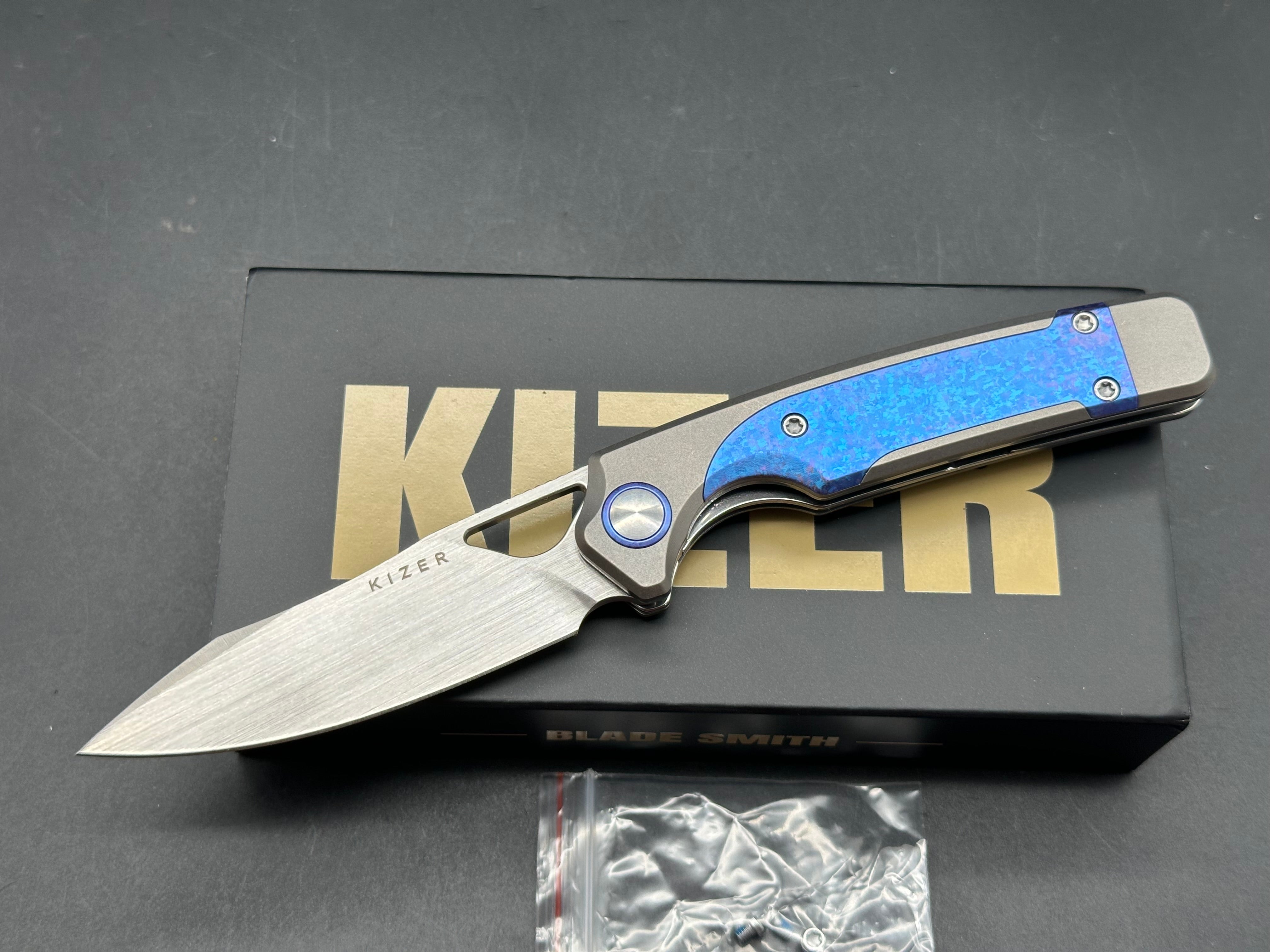 KIZER ARA PURPLE SNOWFLAKE TITANIUM HANDLE S45VN BLADE