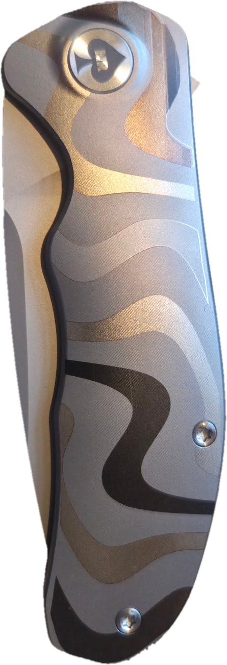 NRiggi Knives "JERSEY" Laser Engraved Titanium Scales w/CPM 20CV bead blast blade