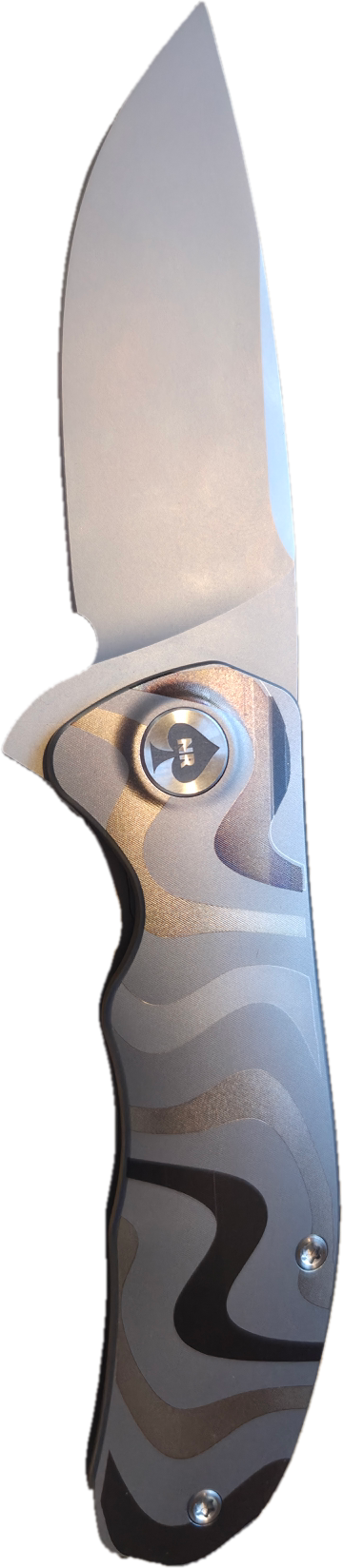 NRiggi Knives "JERSEY" Laser Engraved Titanium Scales w/CPM 20CV bead blast blade