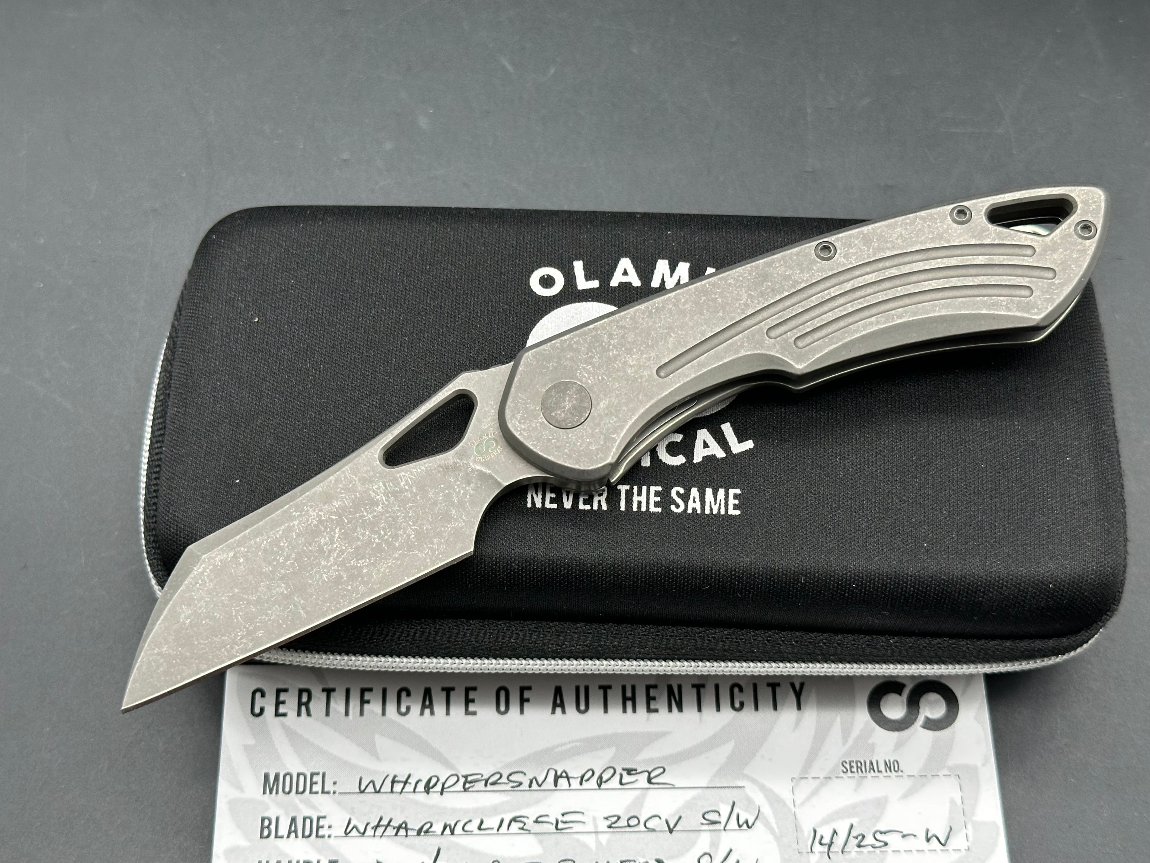 Olamic WhipperSnapper Wharncliffe (County Comm Exclusive #14/25), Stonewashed CPM-20CV Blade