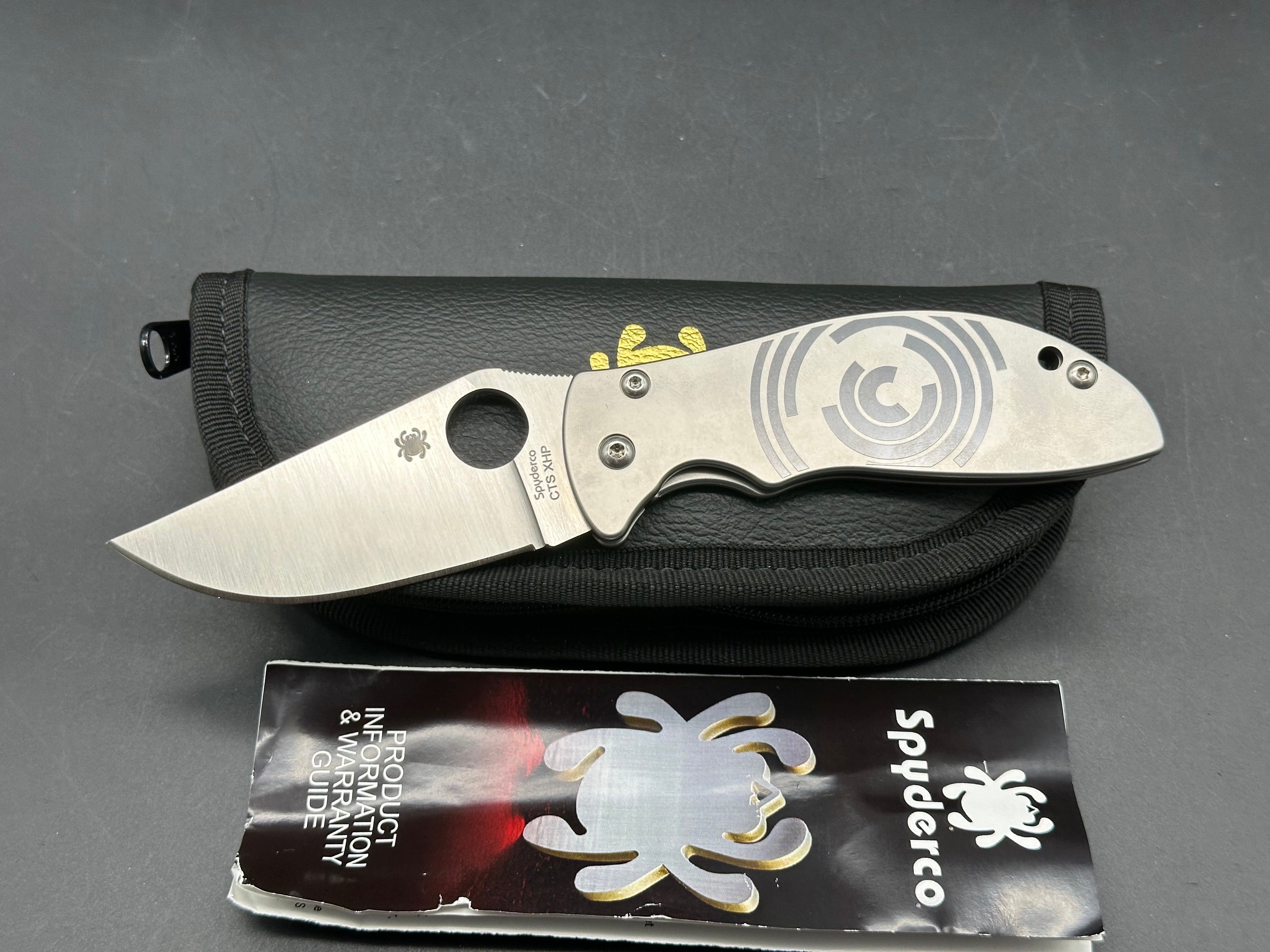 Spyderco Foundry C160P, Belt Satin CTS-XHP Blade, Custom 465 Stainless Steel Handles
