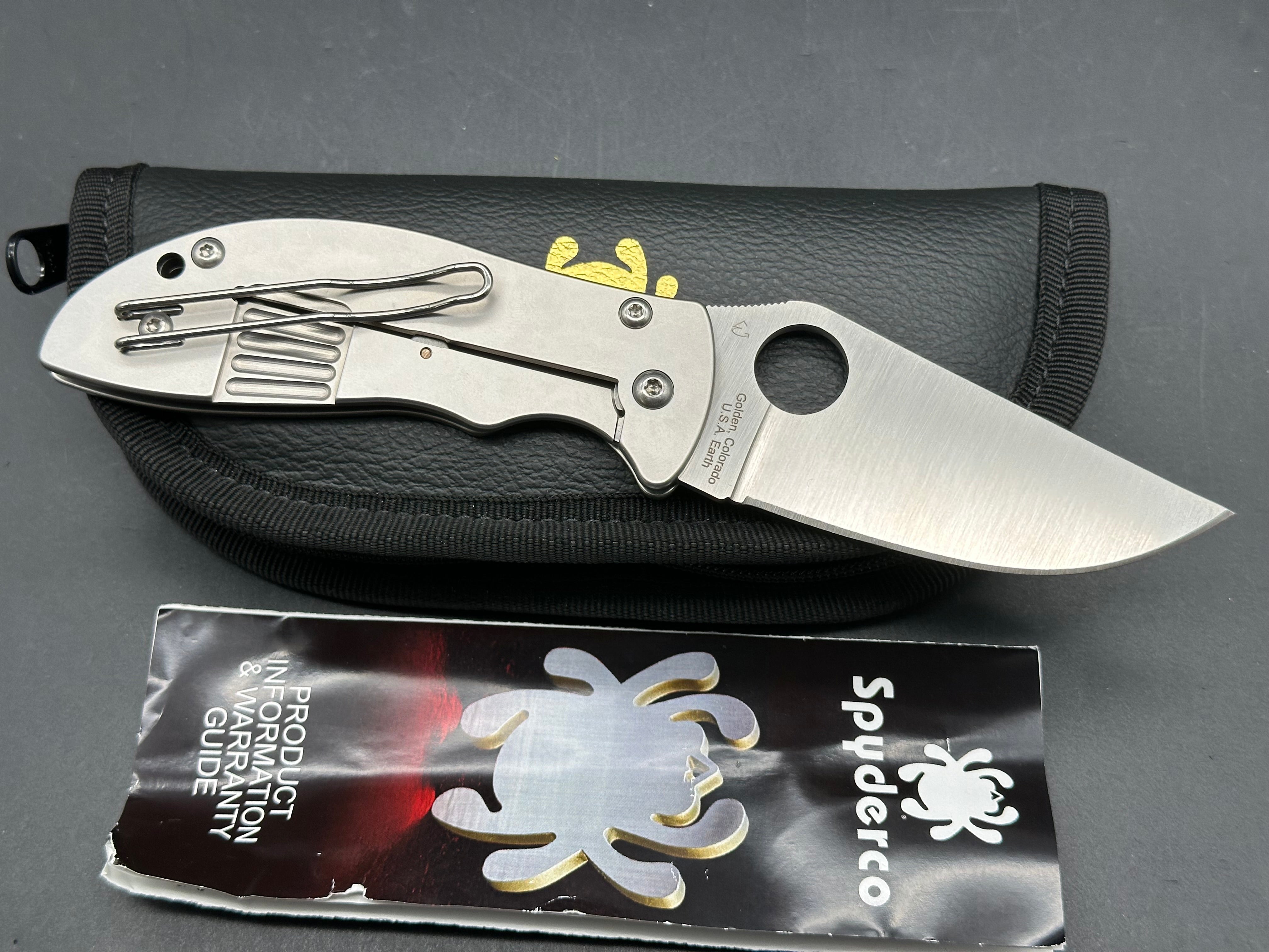 Spyderco Foundry C160P, Belt Satin CTS-XHP Blade, Custom 465 Stainless Steel Handles