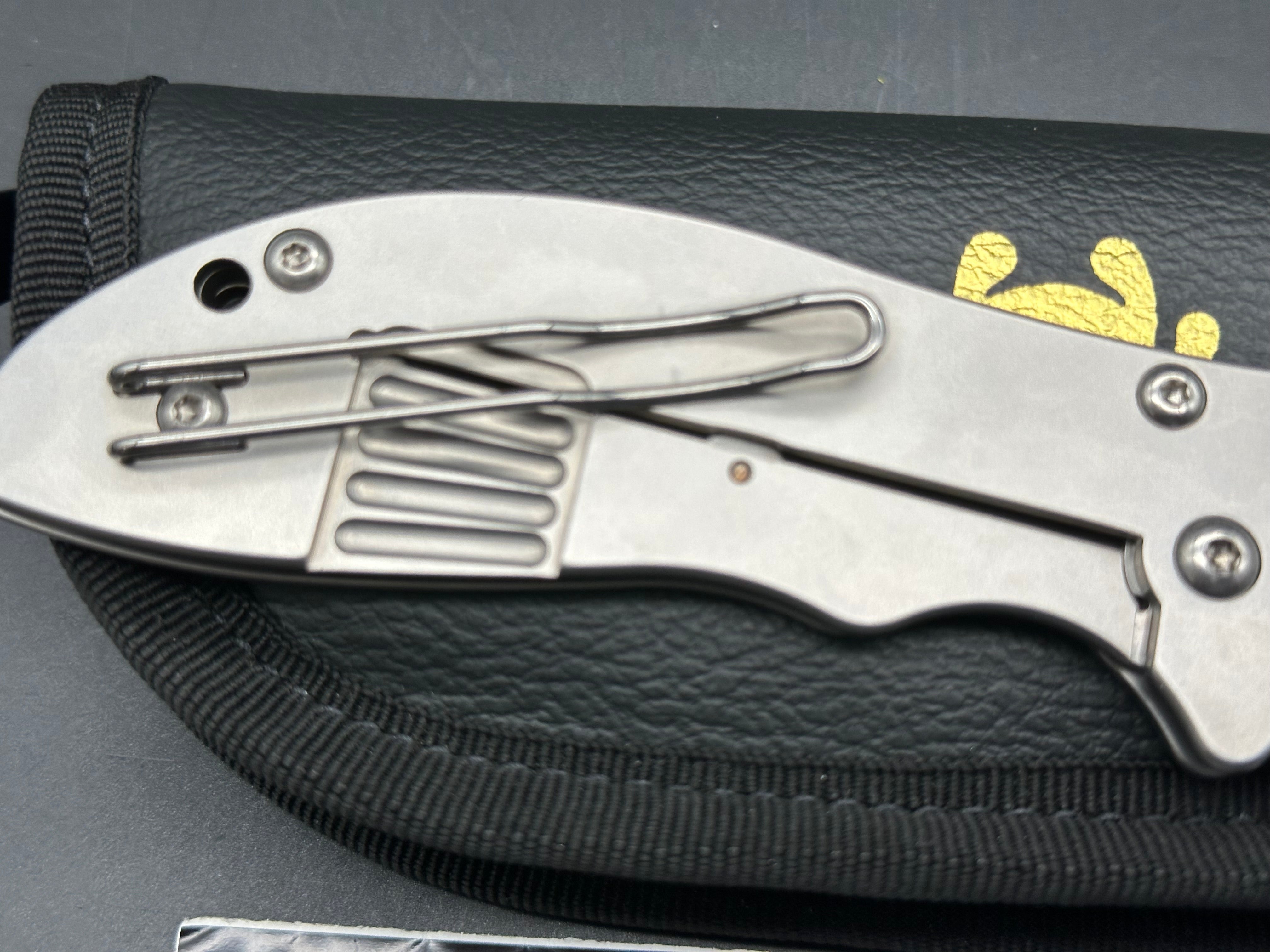 Spyderco Foundry C160P, Belt Satin CTS-XHP Blade, Custom 465 Stainless Steel Handles