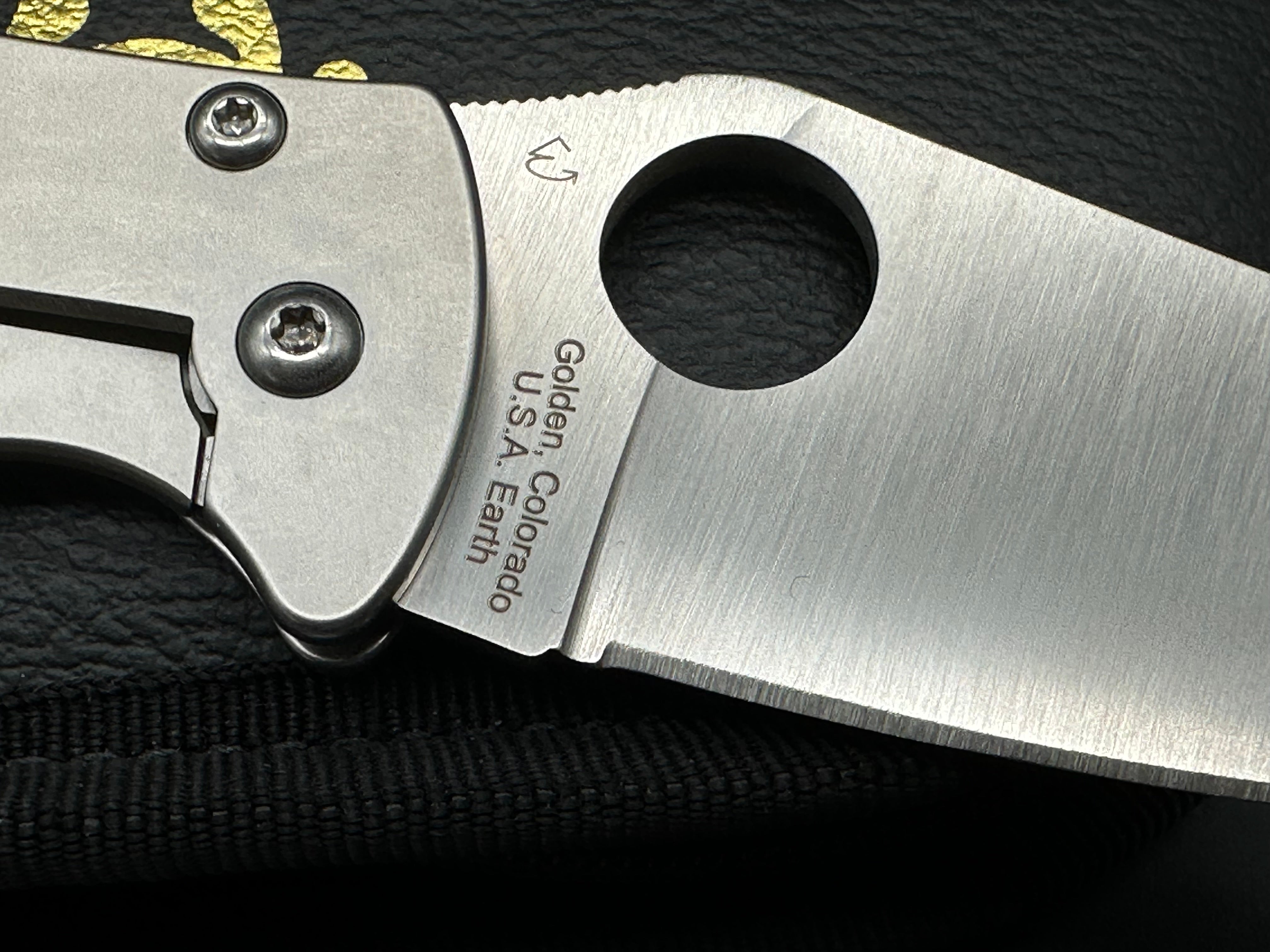 Spyderco Foundry C160P, Belt Satin CTS-XHP Blade, Custom 465 Stainless Steel Handles