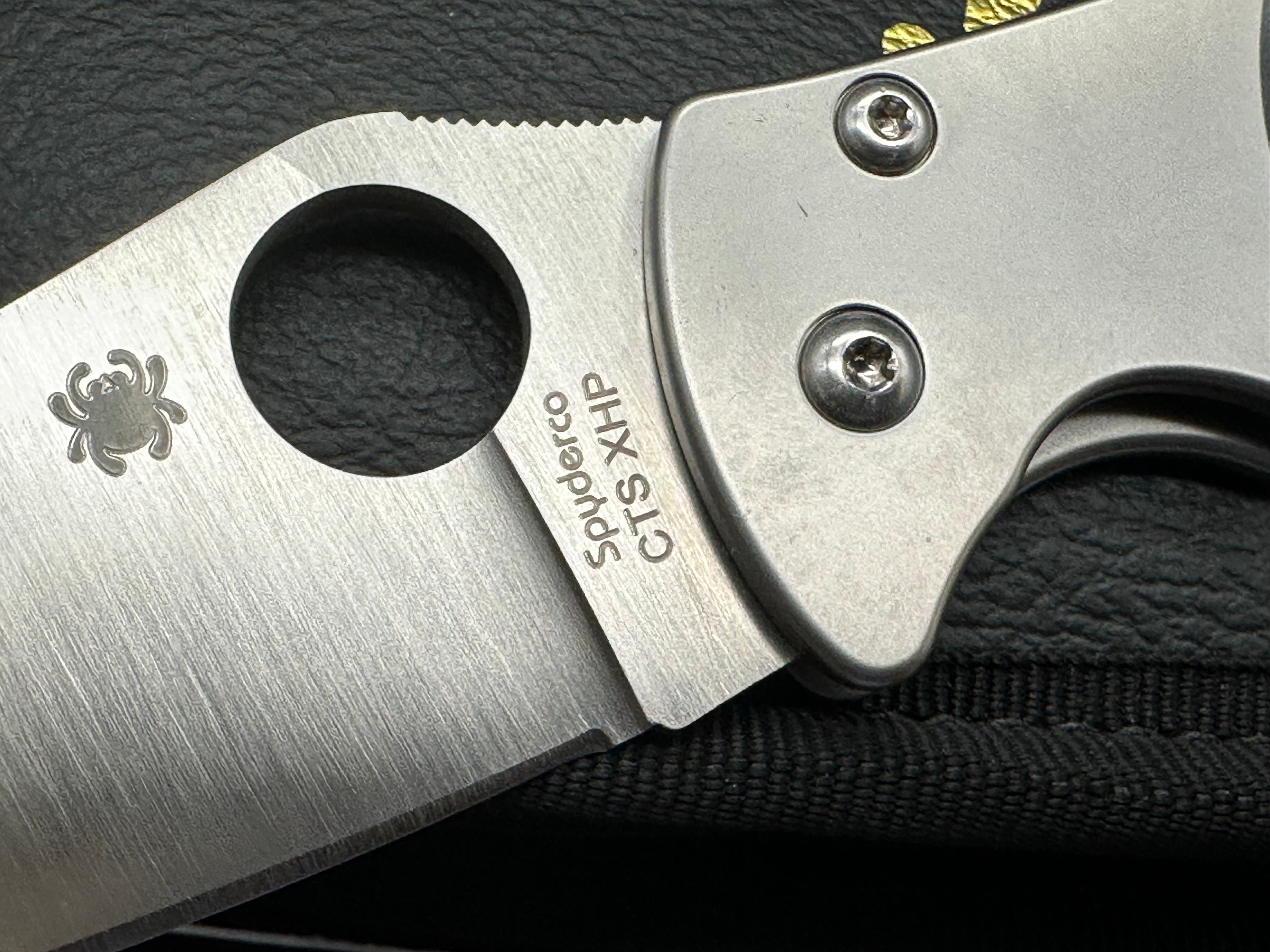 Spyderco Foundry C160P, Belt Satin CTS-XHP Blade, Custom 465 Stainless Steel Handles
