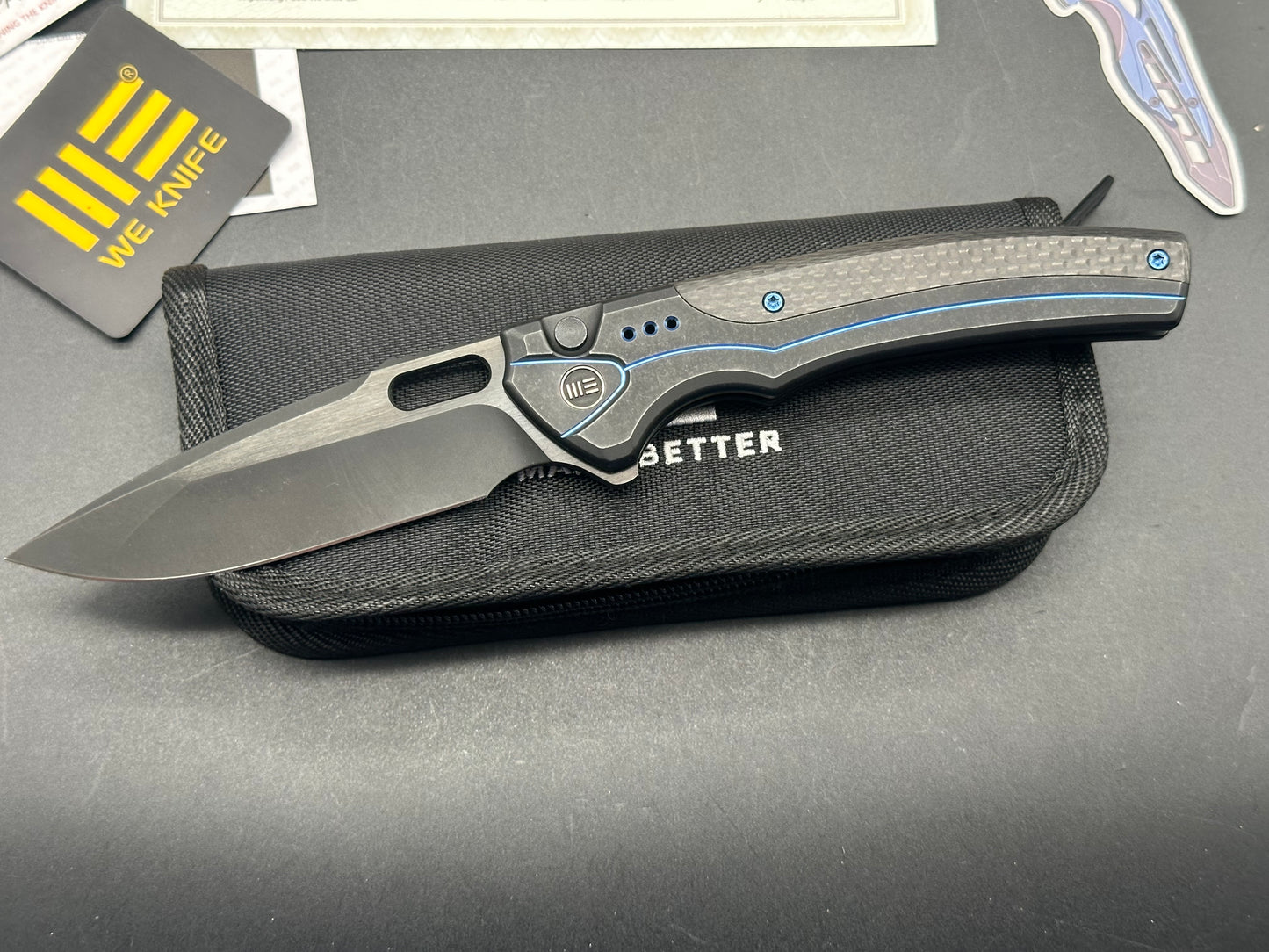 WE Knife Co. Exciton Limited Edition Knife Black Ti/CF (3.7" Black)