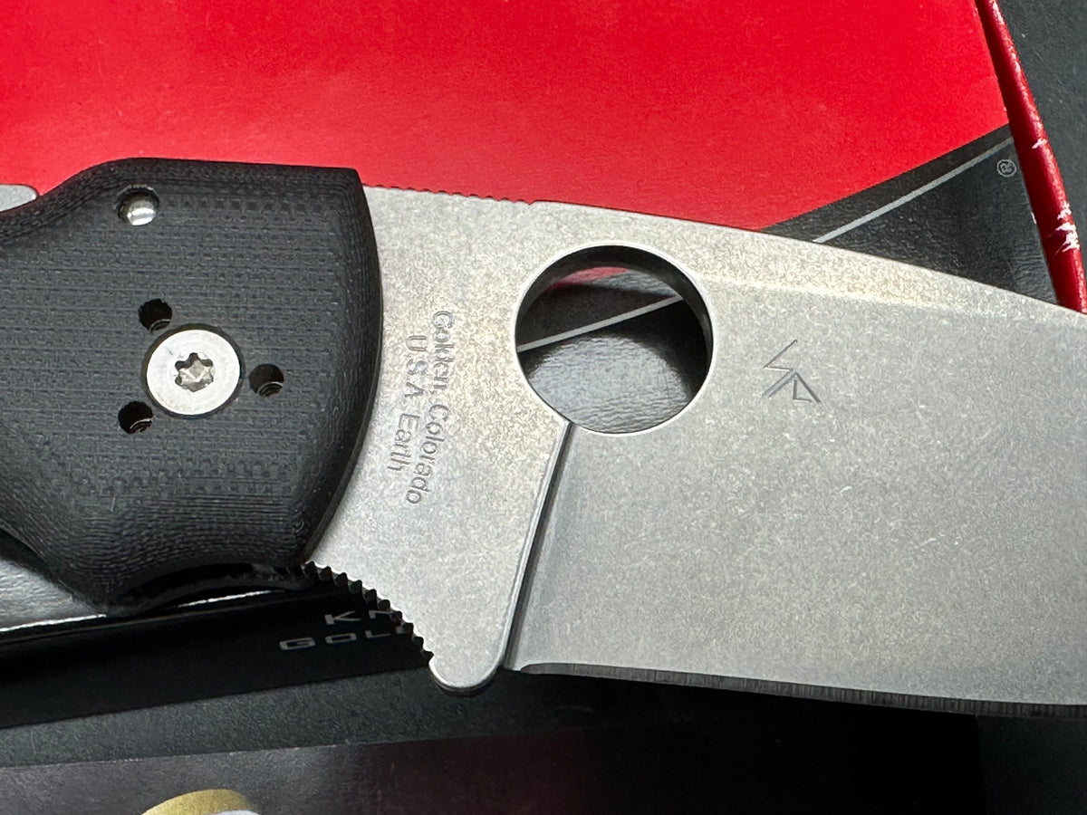 Spyderco Shaman Folding Knife Black G-10 Handle 3.58" Stonewash S30V Drop Point Plain Edge