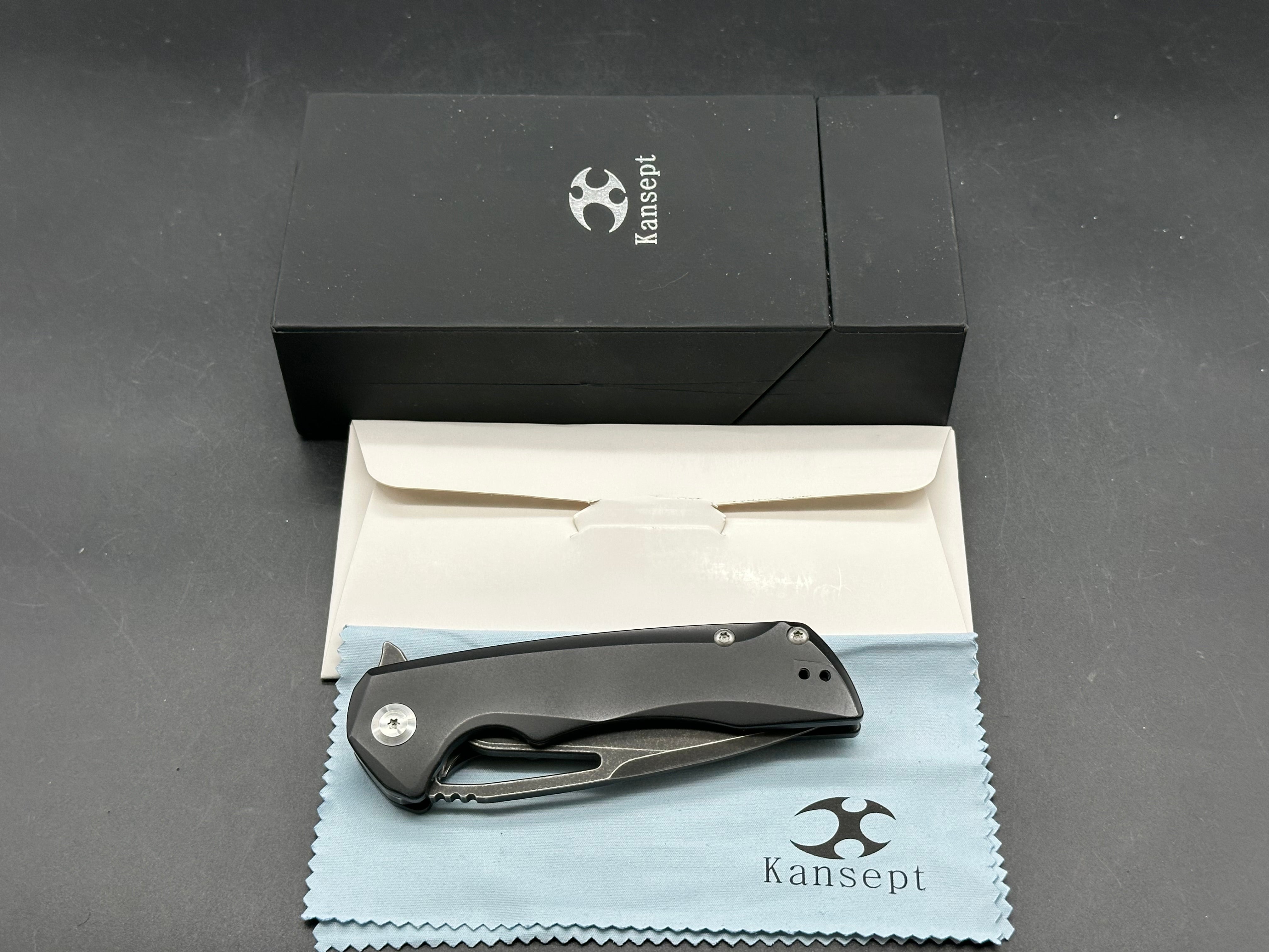 Kansept Knives Kyro Frame Lock Knife Black Titanium (3.58" Black)
