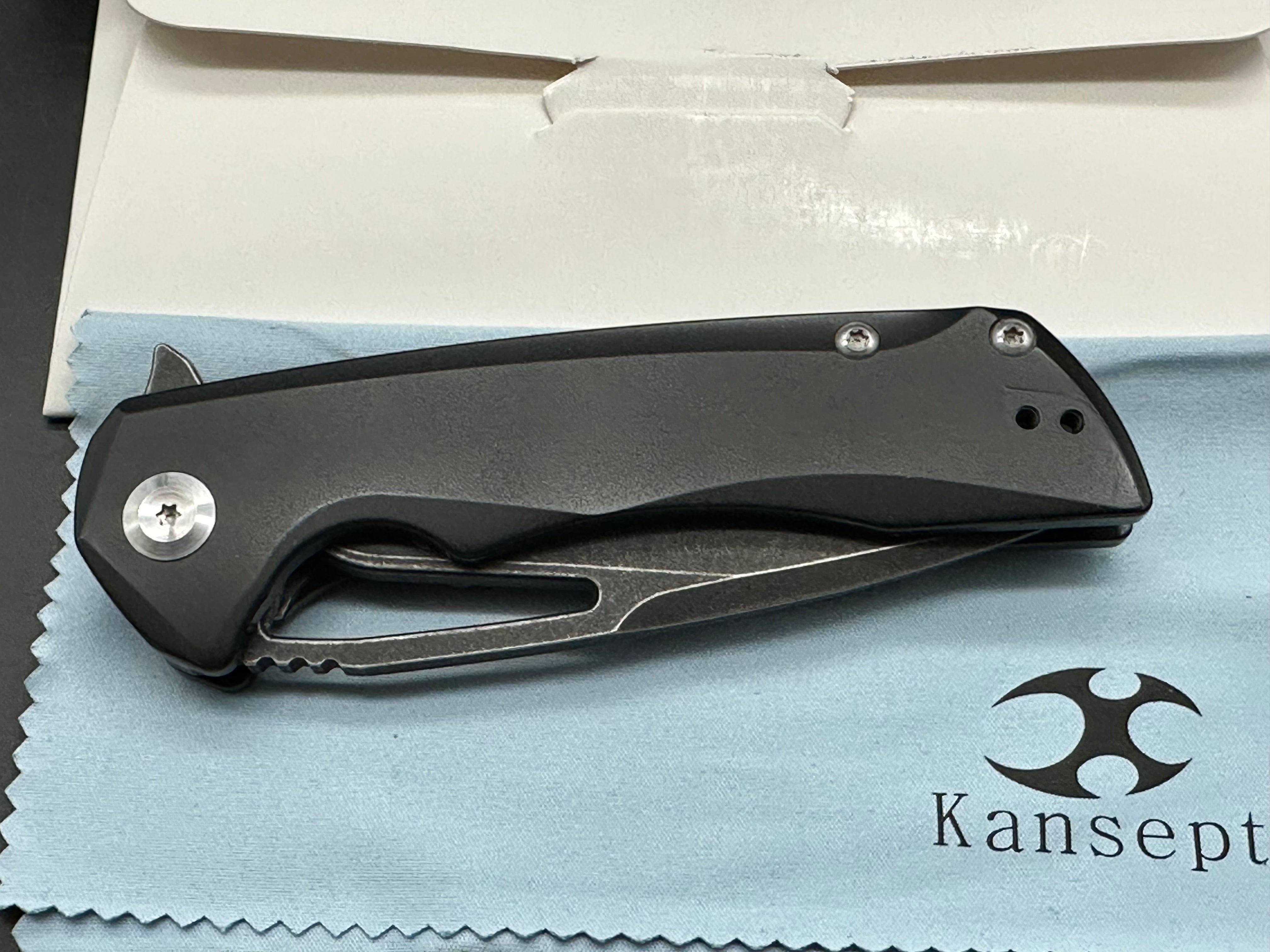 Kansept Knives Kyro Frame Lock Knife Black Titanium (3.58" Black)