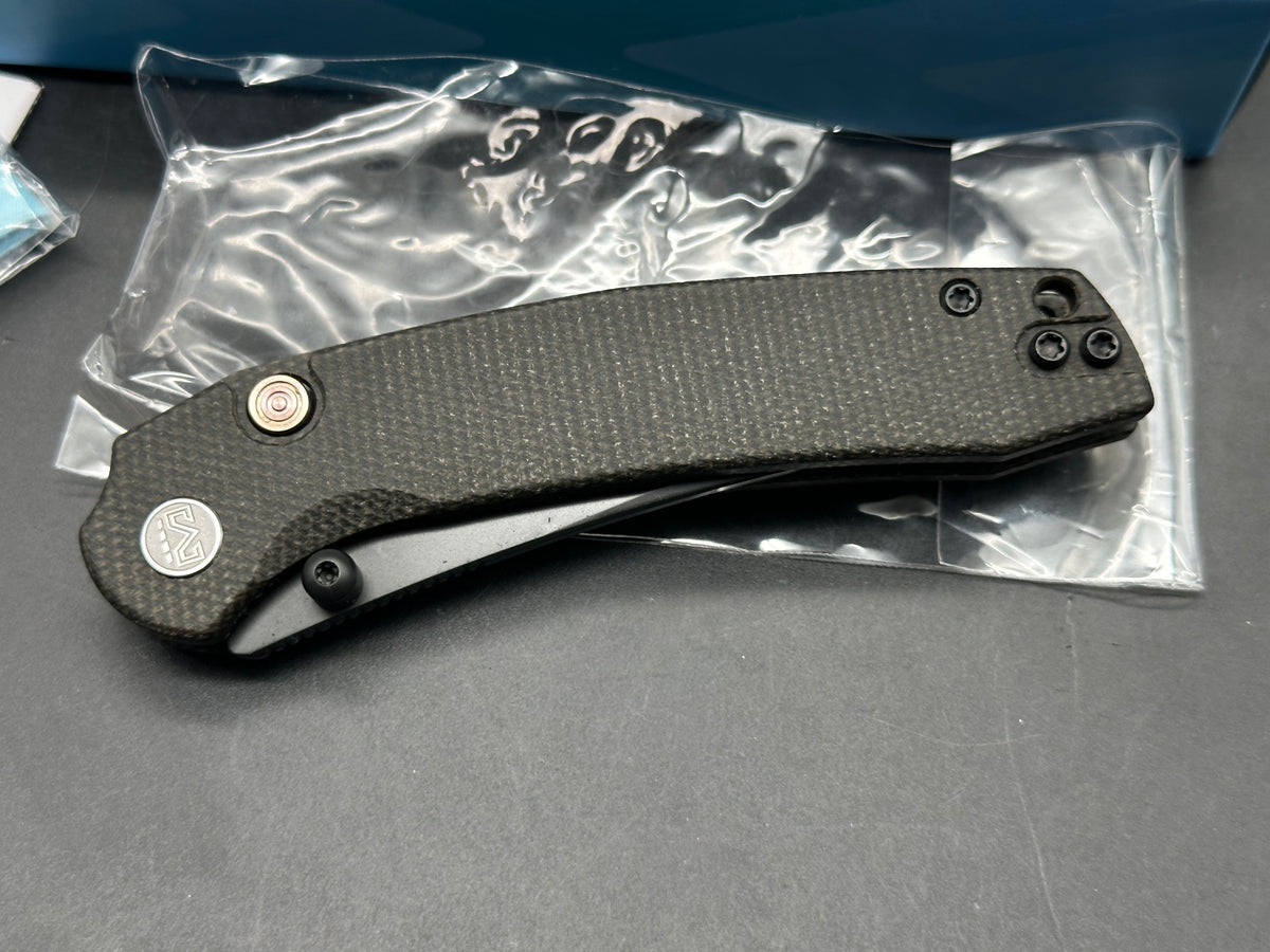 Miguron Raptor 3.35" | 19C27 Black PVD Blade | Micarta Black Handle | Button Liner Lock