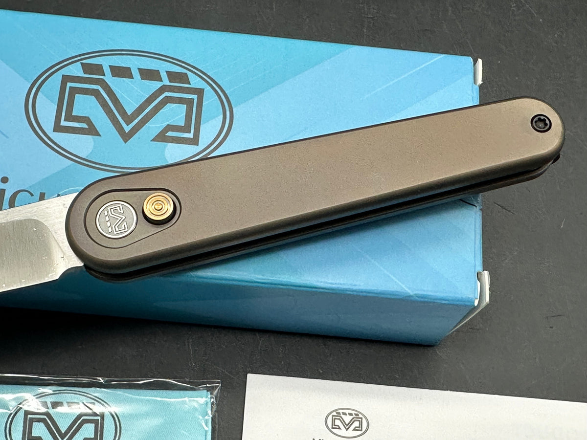 Miguron Gents 3" | M390 Satin Blade | Titanium Bronze Handle | Button Liner Lock