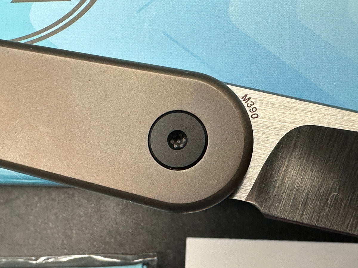 Miguron Gents 3" | M390 Satin Blade | Titanium Bronze Handle | Button Liner Lock