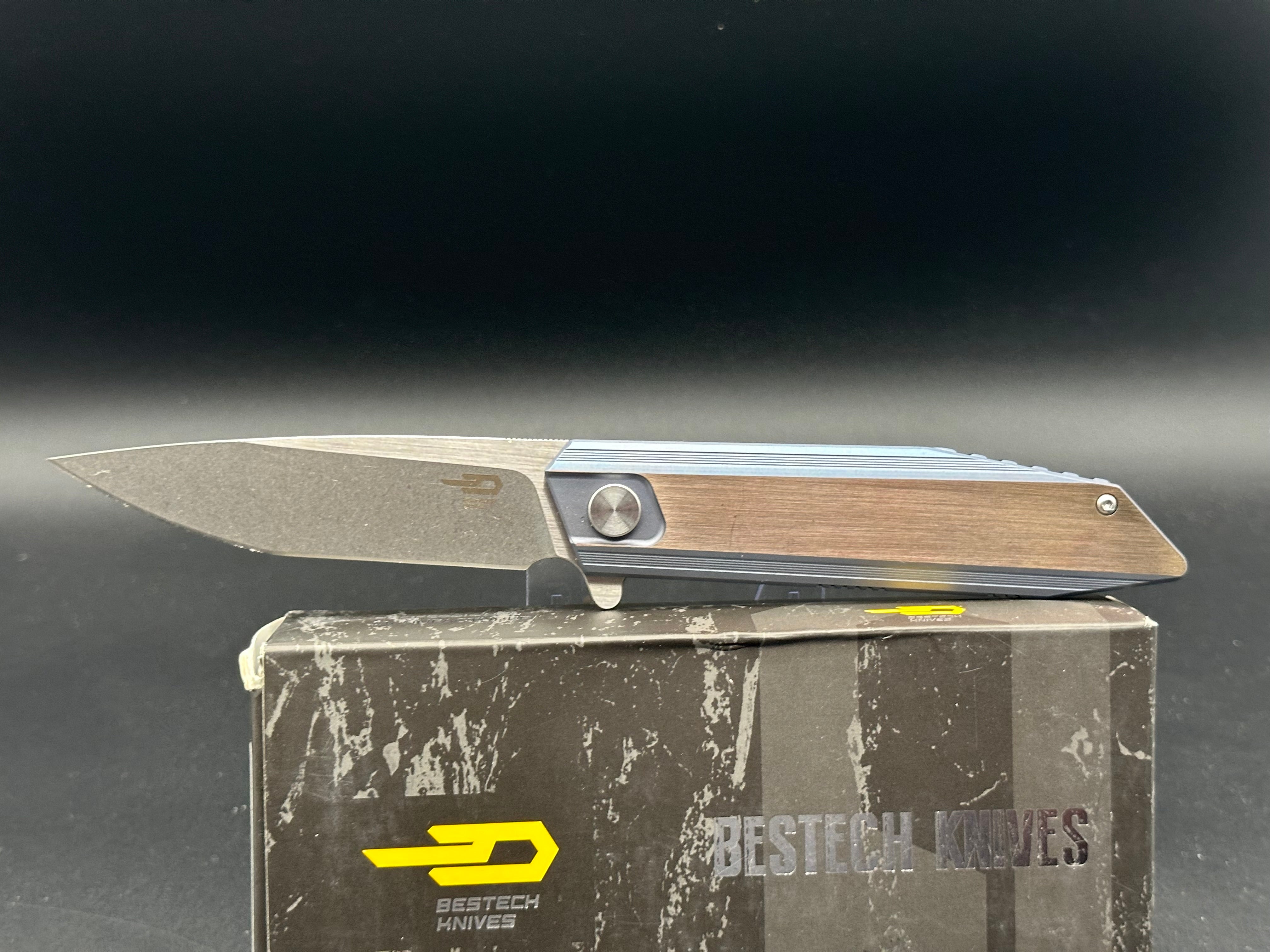 Bestech Shogun BT1701D S35VN Stonewash, Blue/Bronze TI