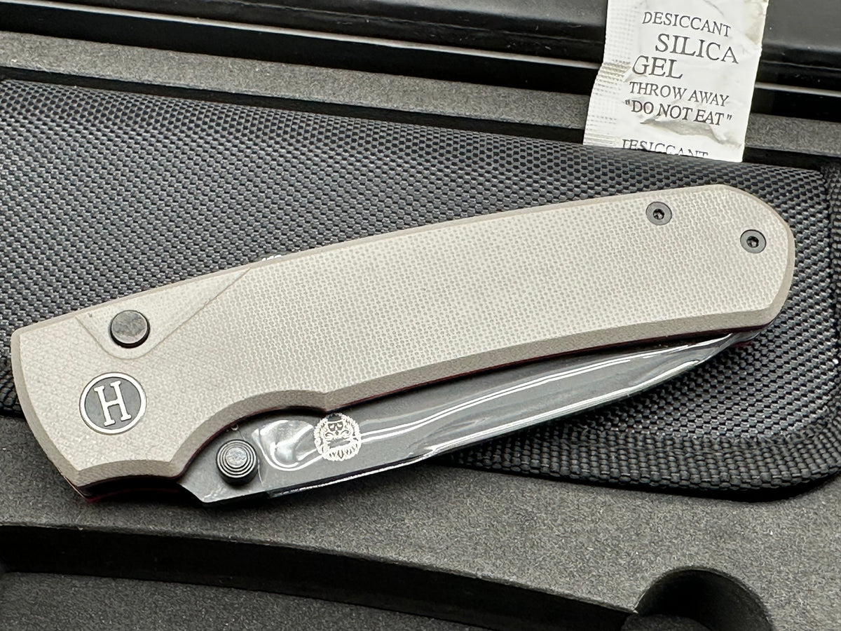 Holtzman's Gorilla Survival Loyalist Folding Pocket Knife with Sharpening Stone and Case (Black+Red) button lock D2 steel blade