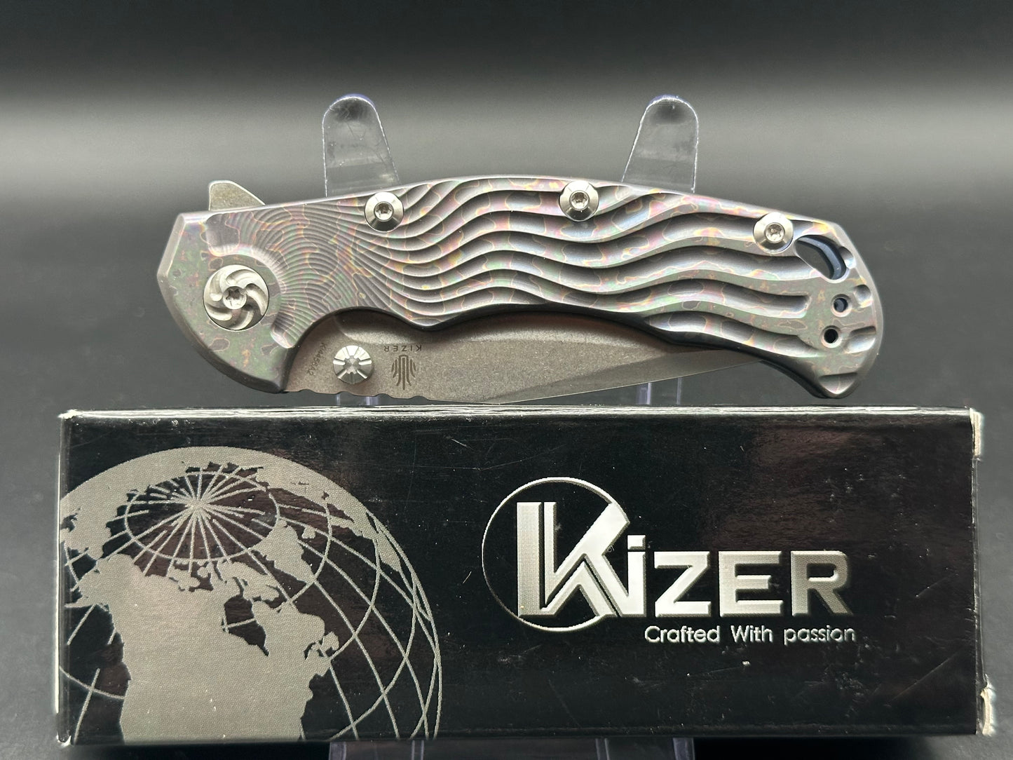 Kizer River Cat KI4456A2 S35VN Stonewash TI Spectrum Color