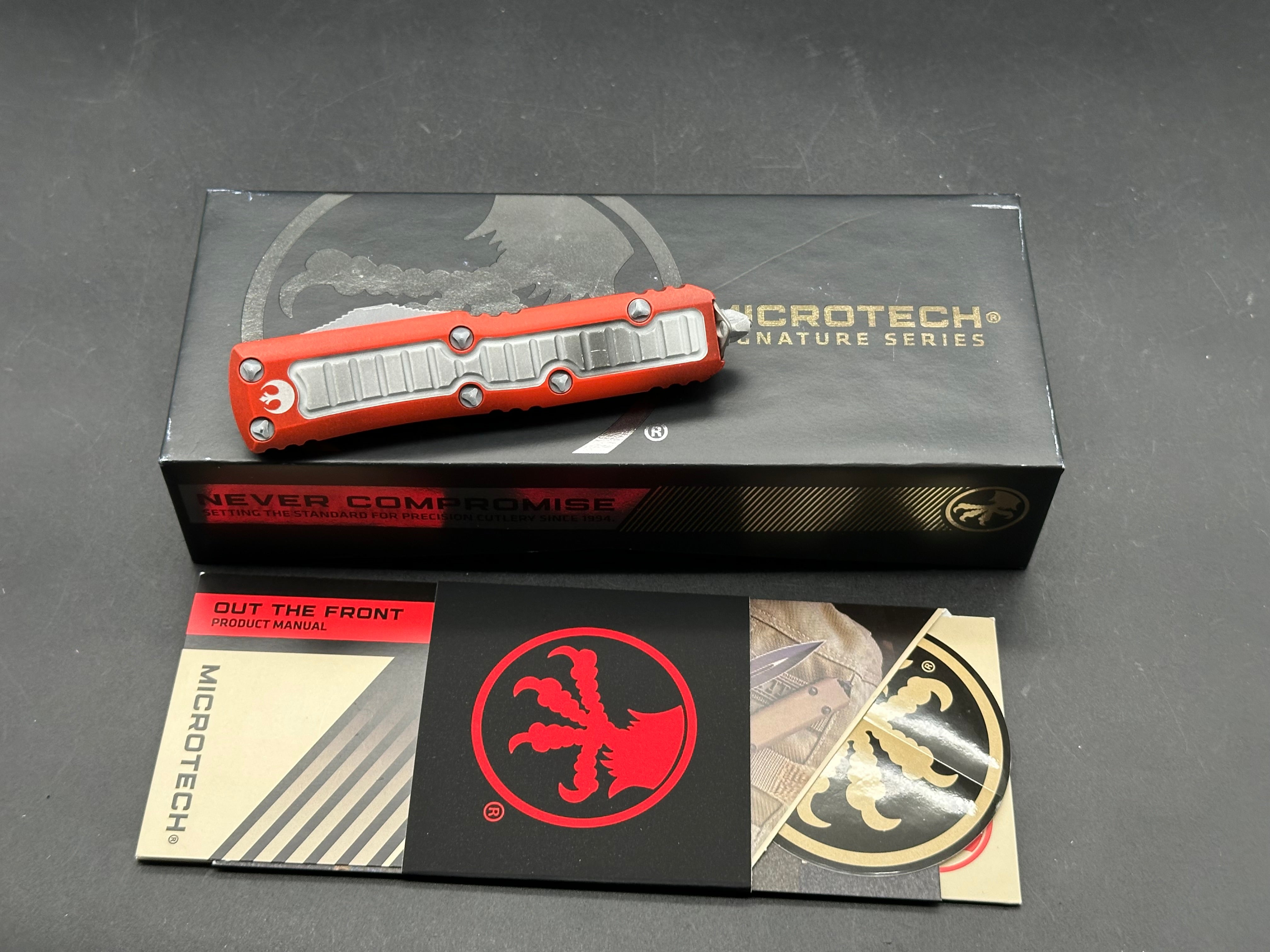 Microtech UTX-85X-Wing Orange/White (SMKW Exclusive S/N 026) Hellhound Apocalyptic