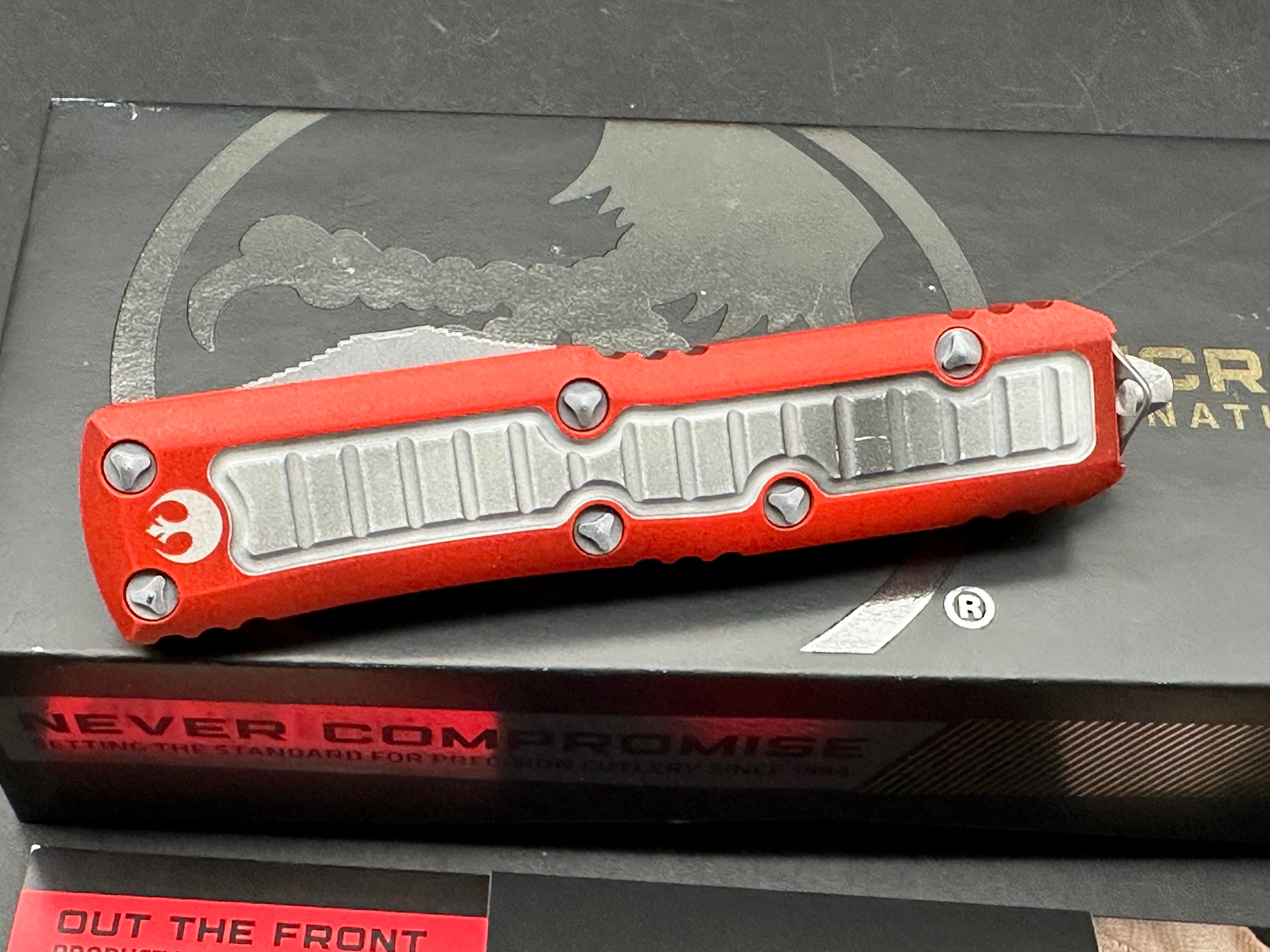 Microtech UTX-85X-Wing Orange/White (SMKW Exclusive S/N 026) Hellhound Apocalyptic