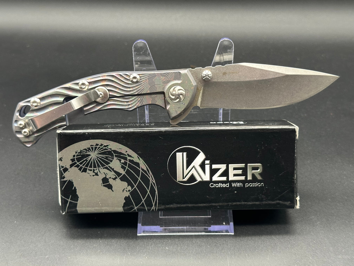 Kizer River Cat KI4456A2 S35VN Stonewash TI Spectrum Color