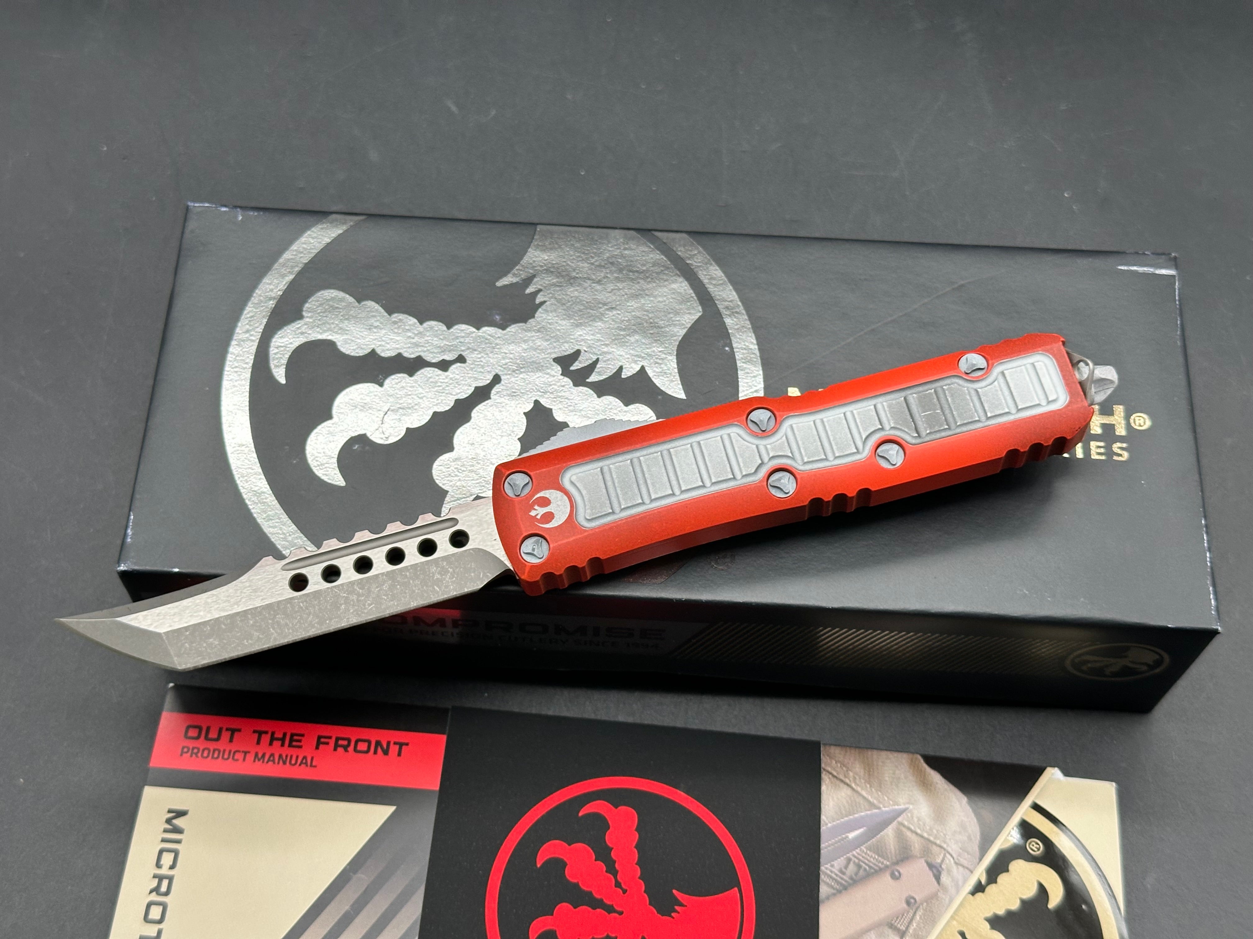 Microtech UTX-85X-Wing Orange/White (SMKW Exclusive S/N 026) Hellhound Apocalyptic